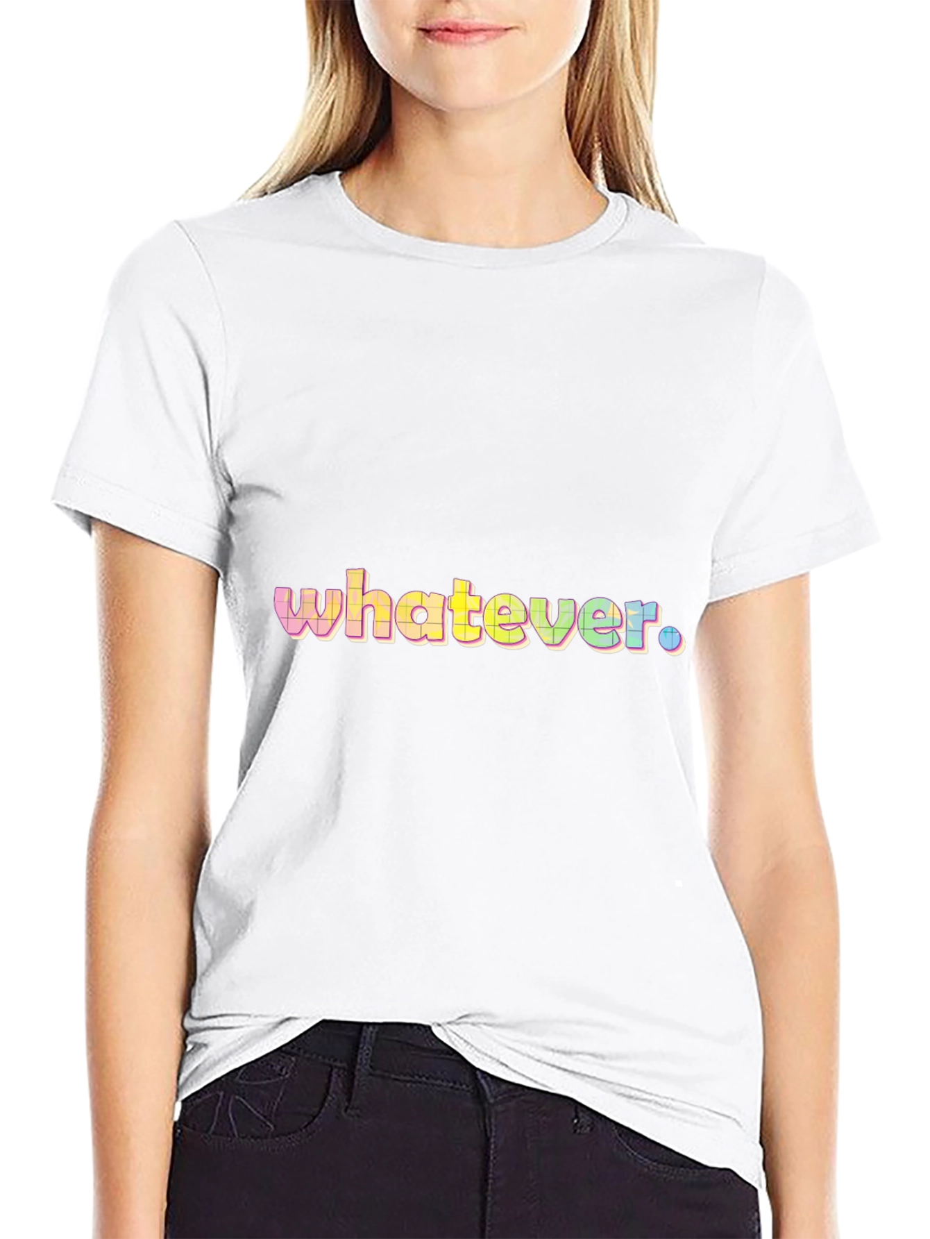 Whatever Pastel Graphic Tee - Black Cotton Blend