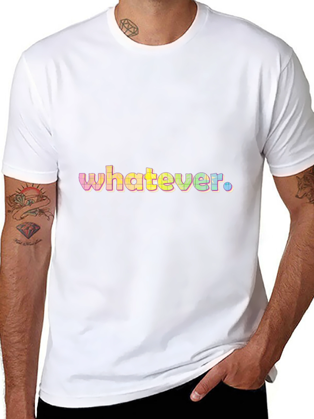 Whatever Pastel Graphic Tee - Black Cotton Blend