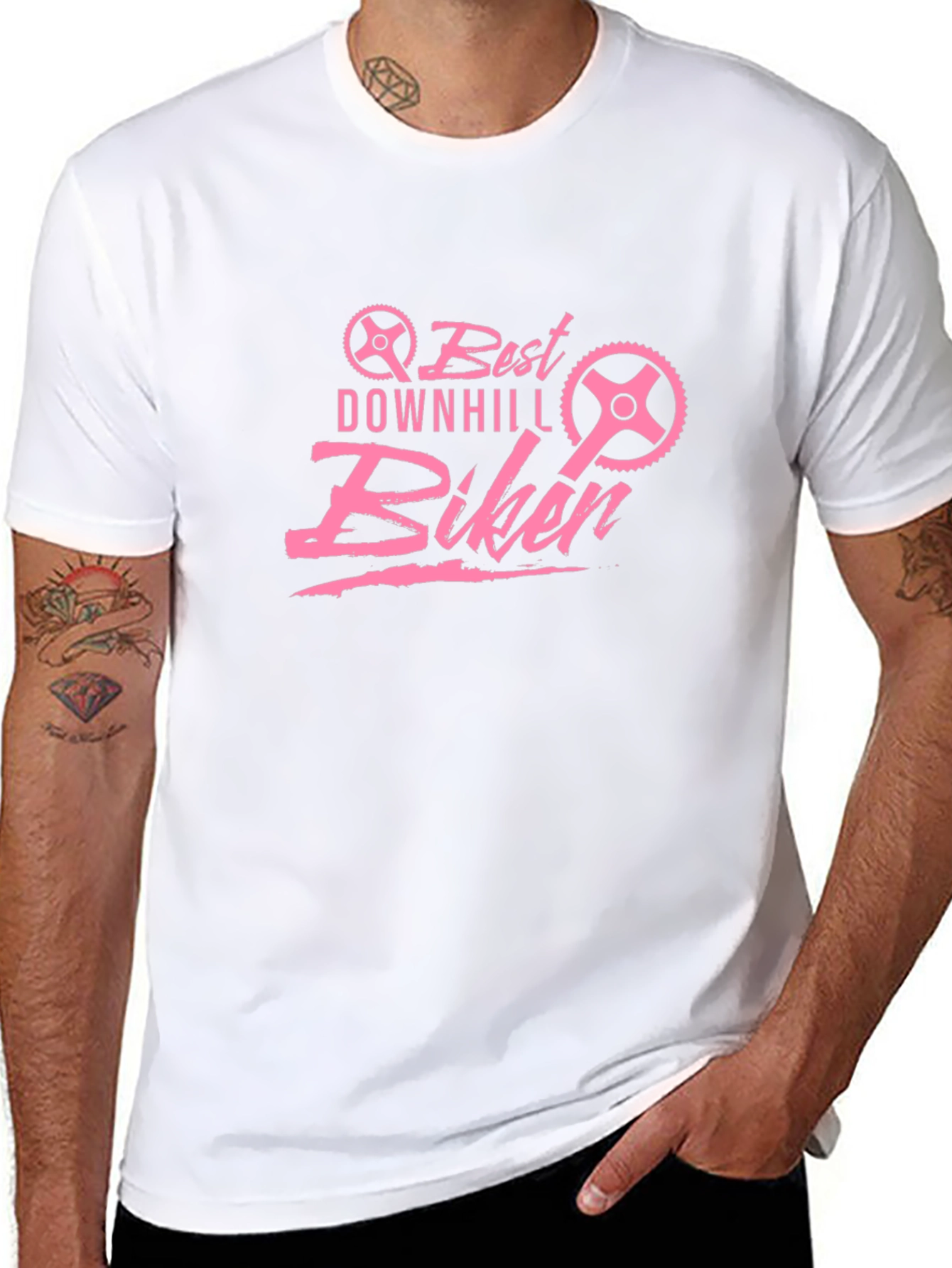Best Downhill Biker T-Shirt - Pink Graphic Tee