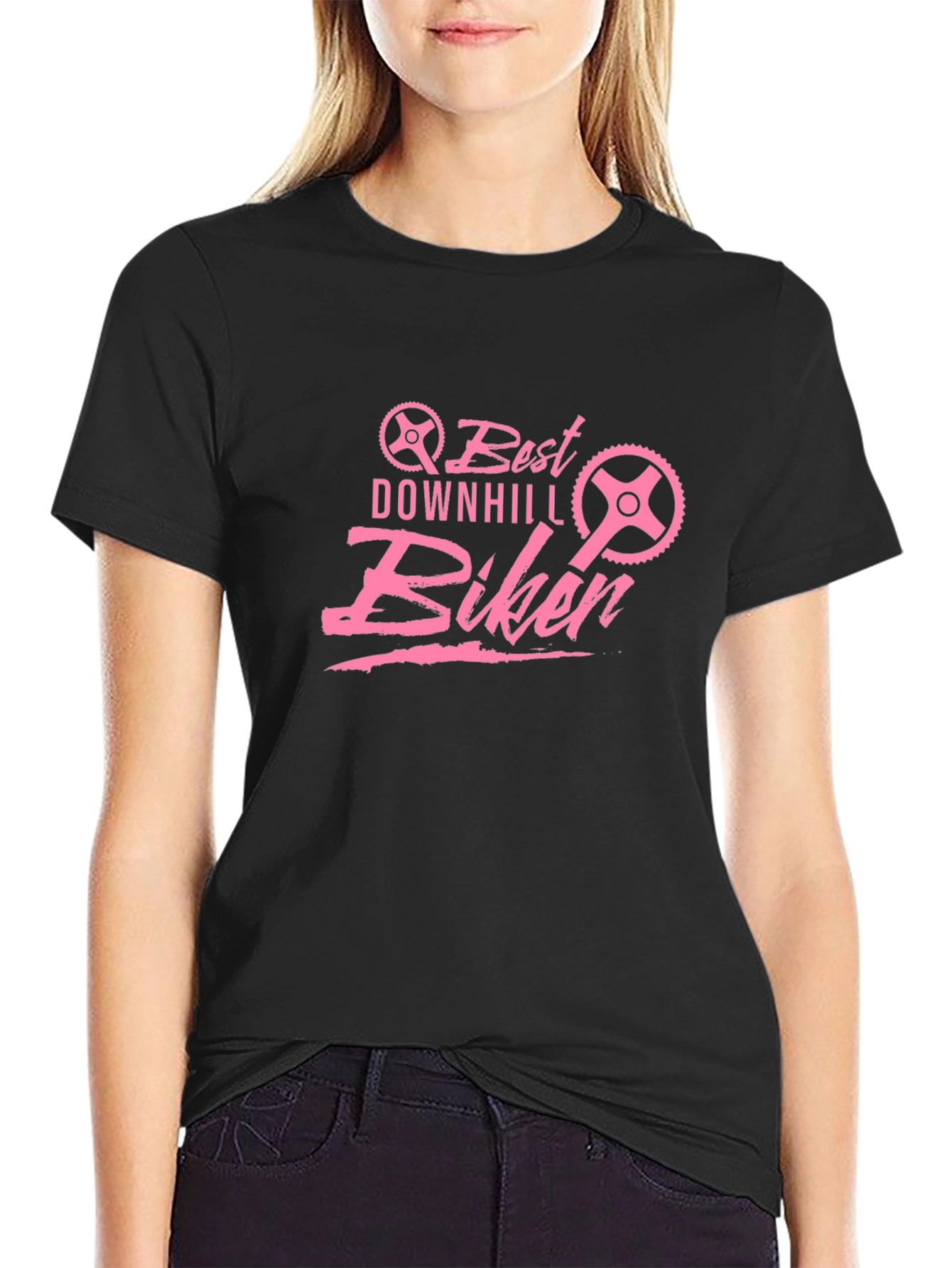 Best Downhill Biker T-Shirt - Pink Graphic Tee