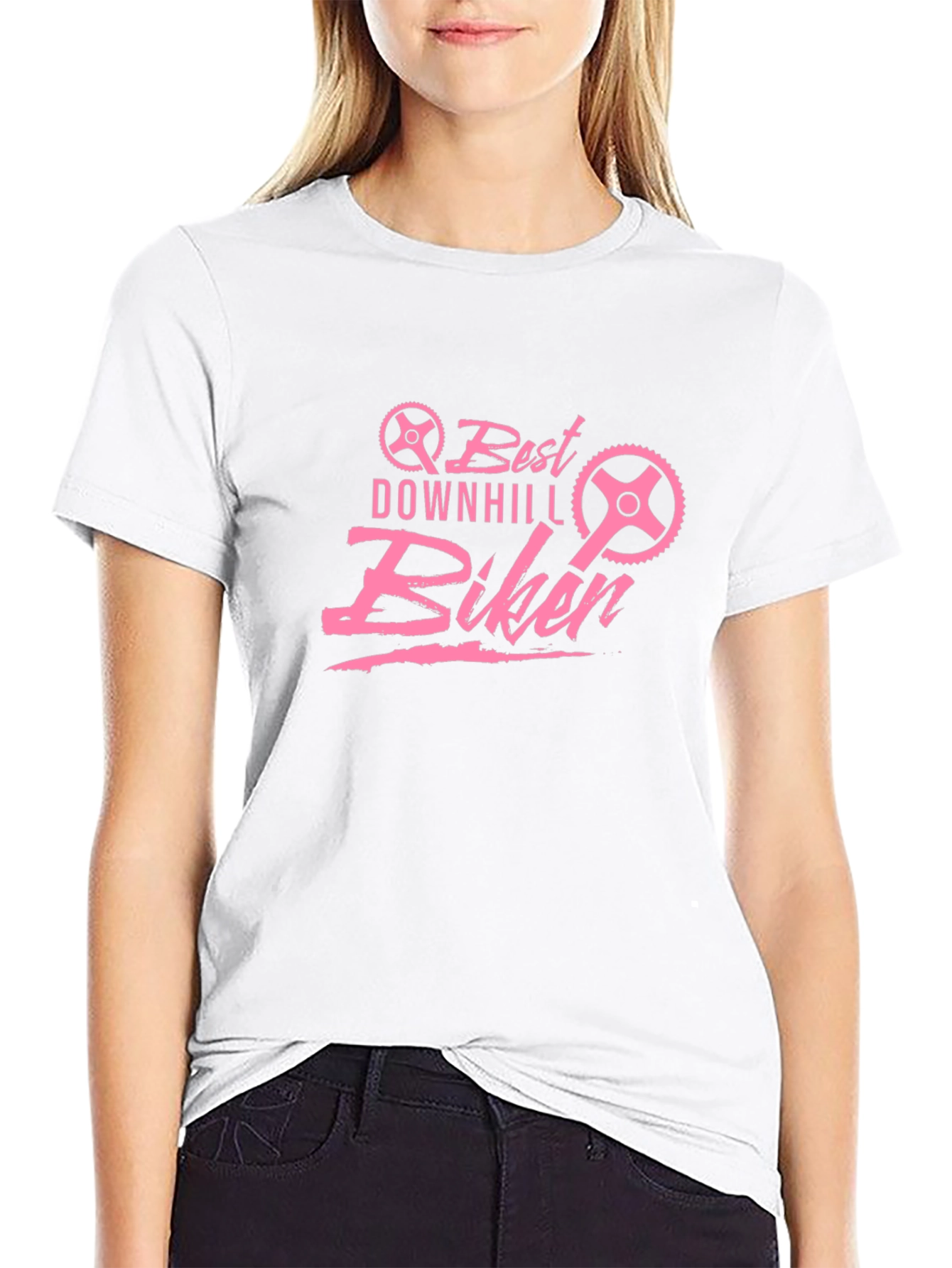 Best Downhill Biker T-Shirt - Pink Graphic Tee