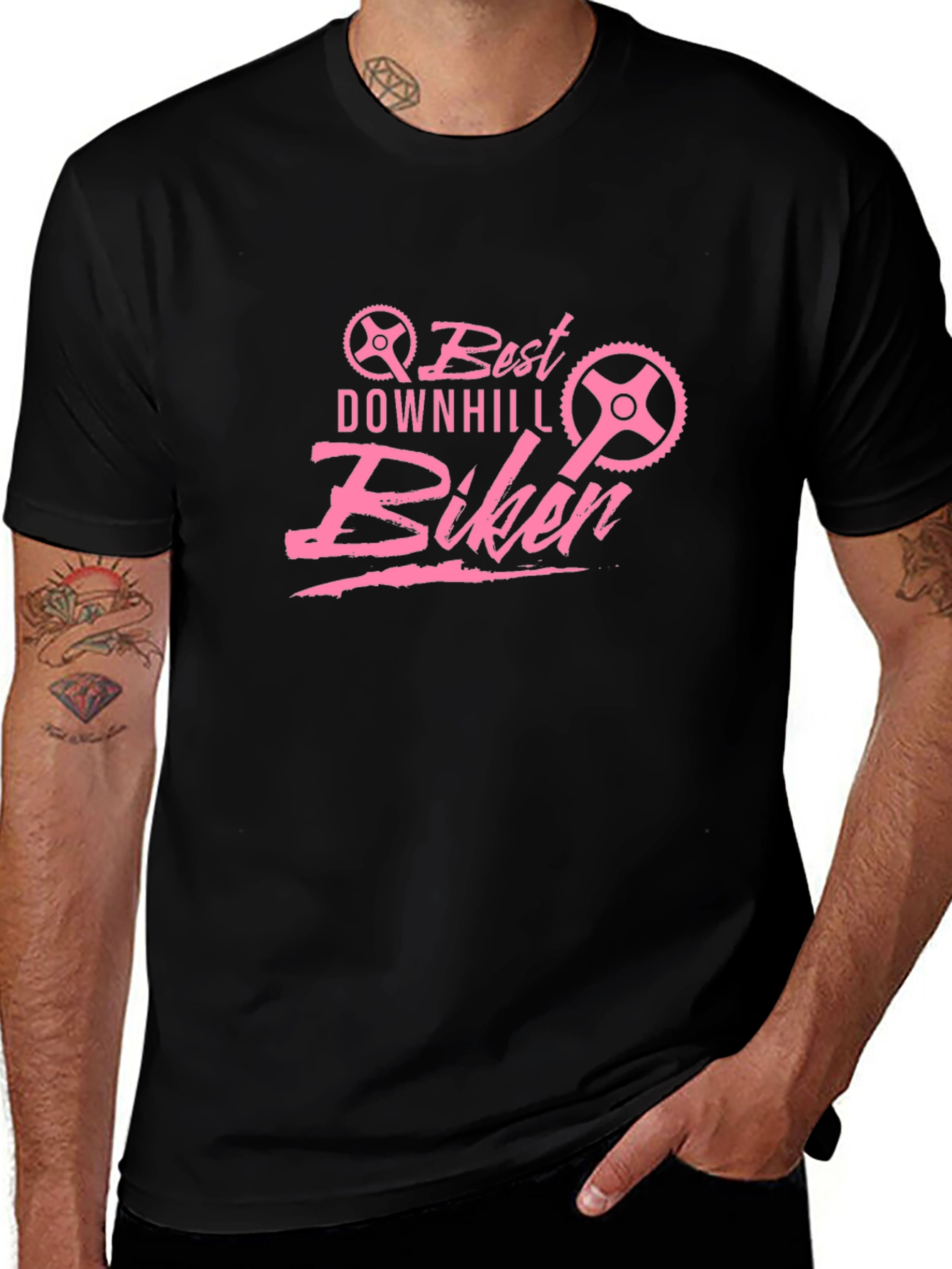 Best Downhill Biker T-Shirt - Pink Graphic Tee