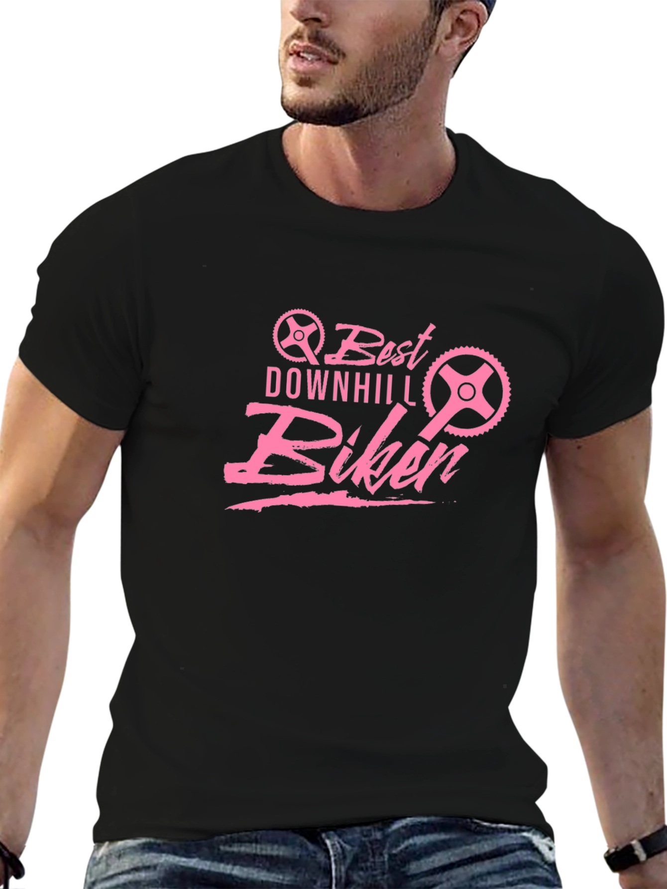 Best Downhill Biker T-Shirt - Pink Graphic Tee