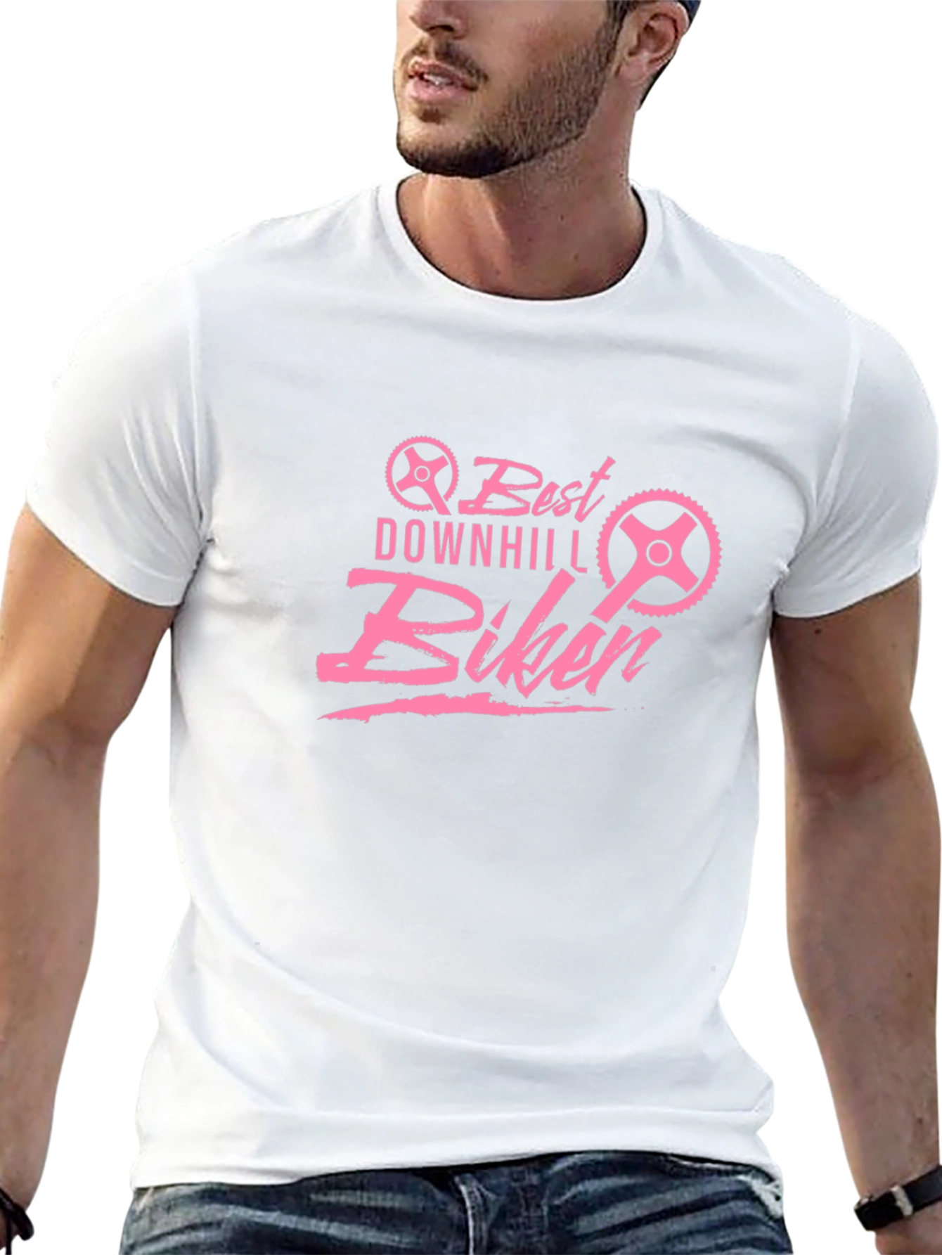Best Downhill Biker T-Shirt - Pink Graphic Tee