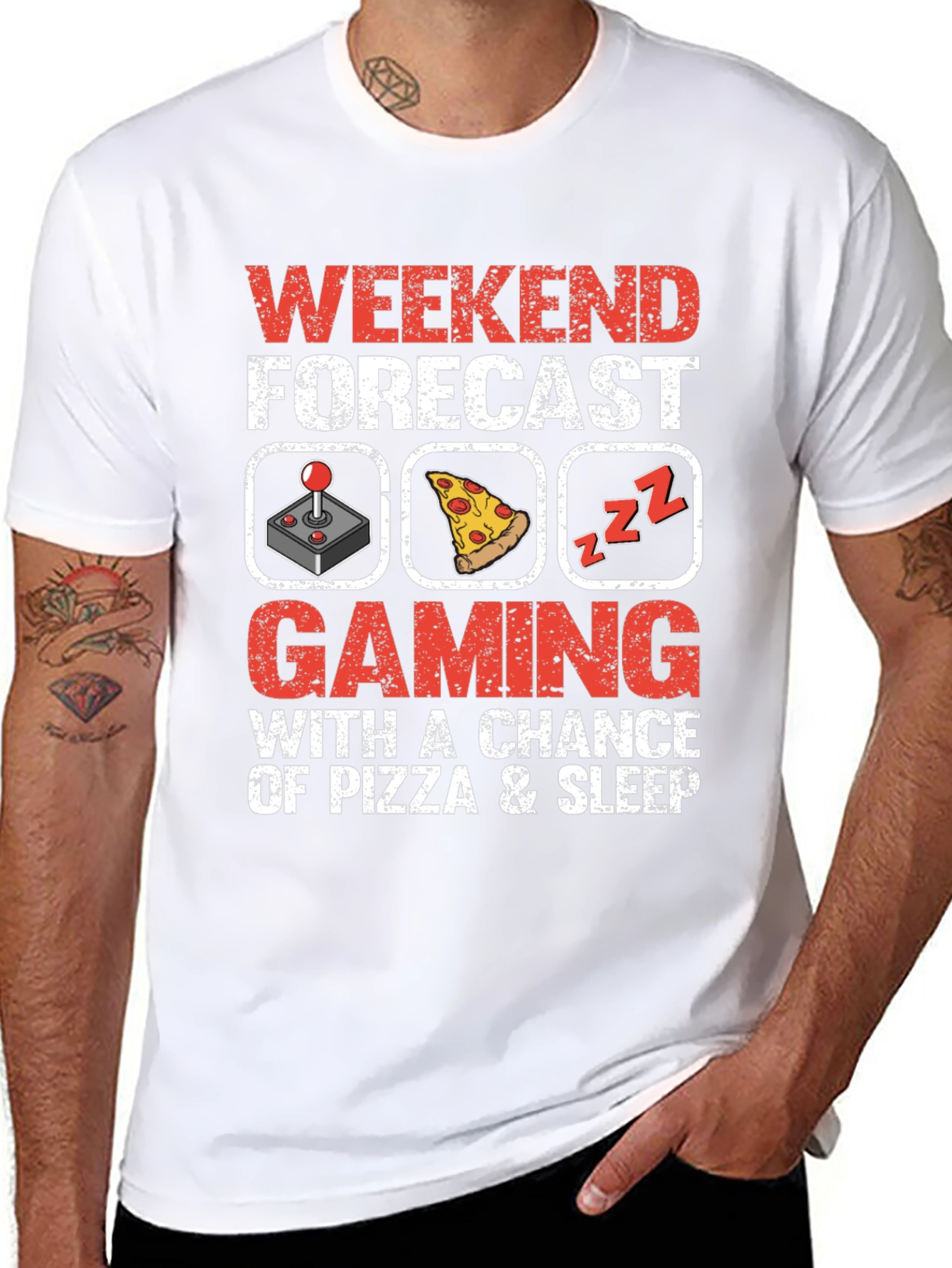 Weekend Forecast Gaming Pizza Sleep T-Shirt