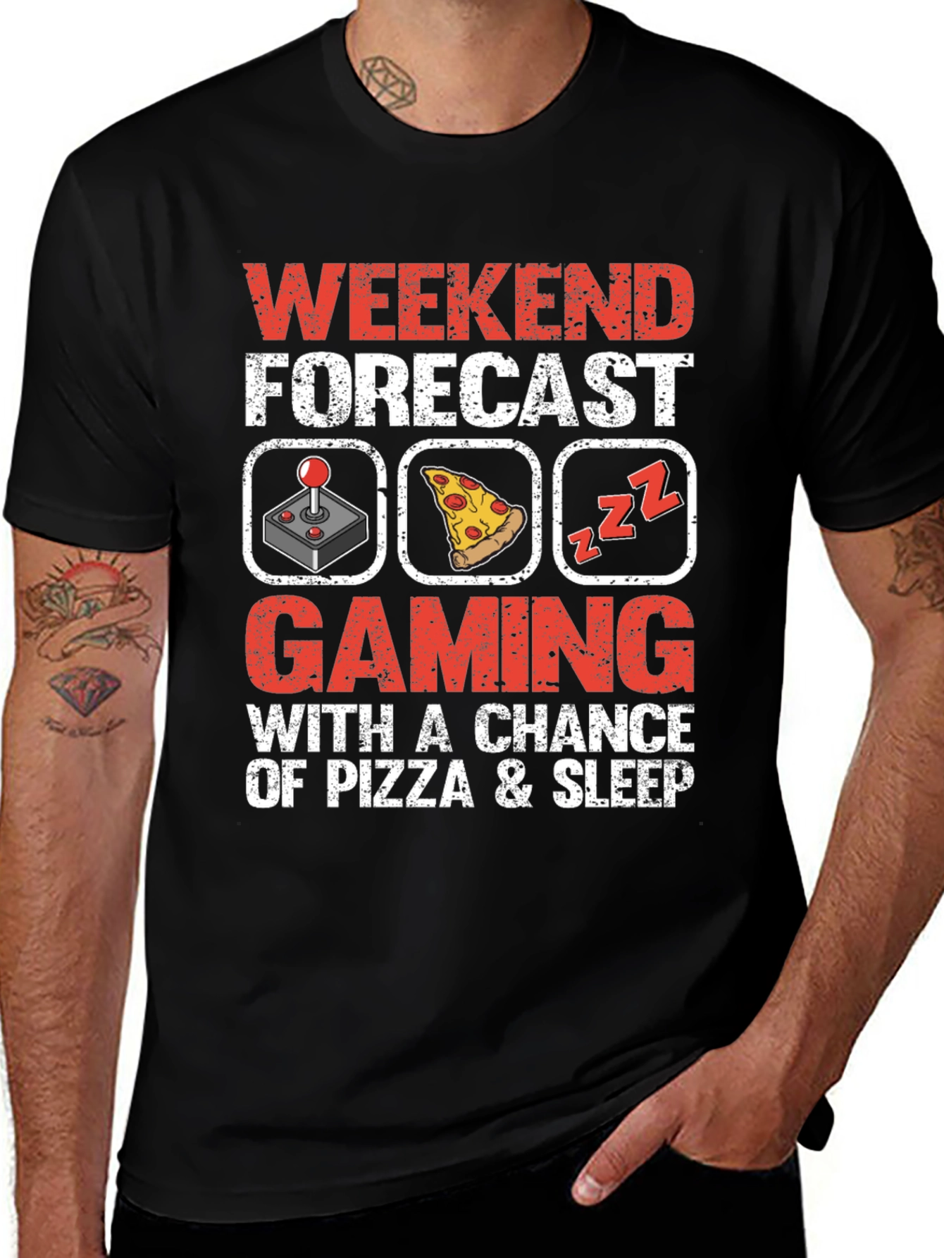 Weekend Forecast Gaming Pizza Sleep T-Shirt