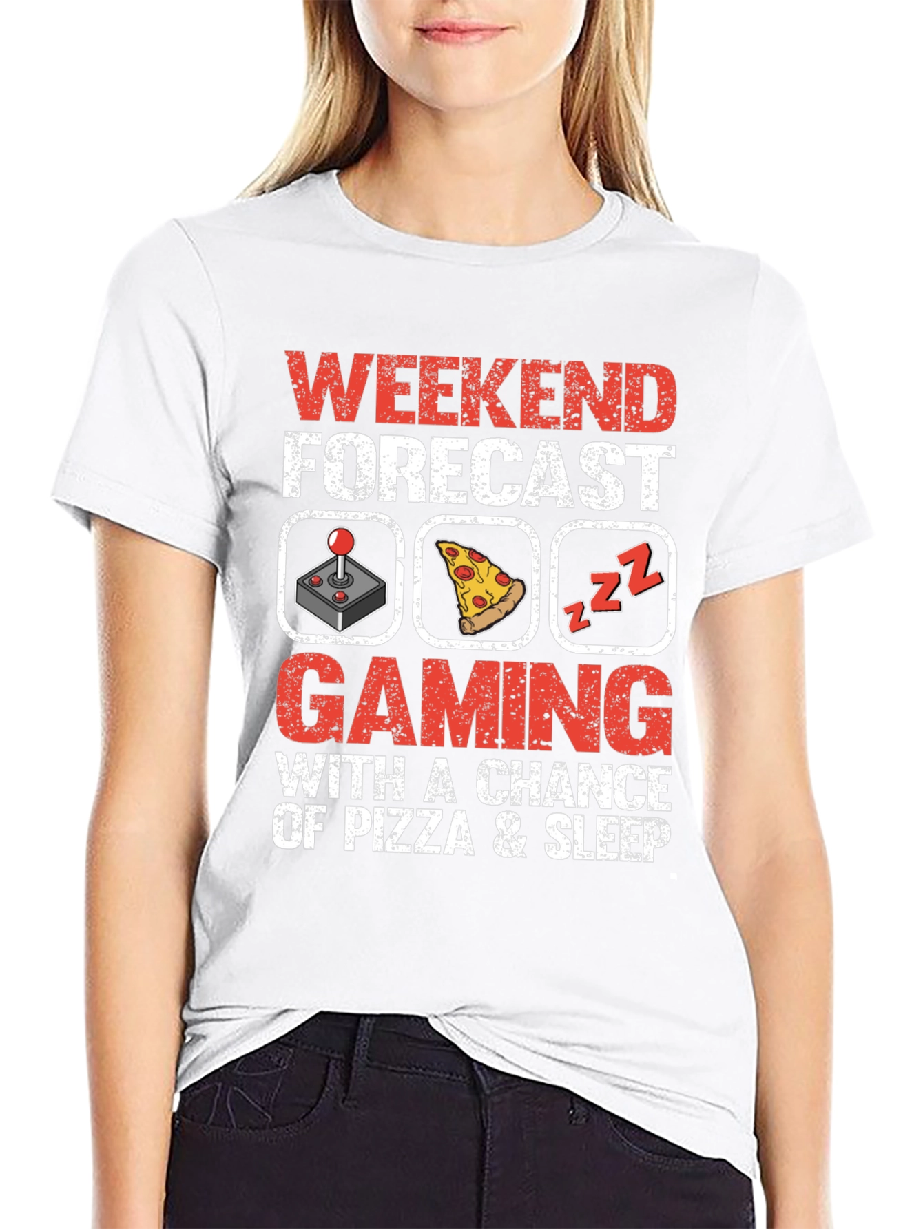 Weekend Forecast Gaming Pizza Sleep T-Shirt