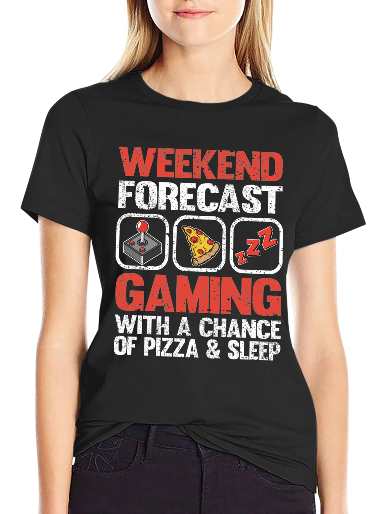 Weekend Forecast Gaming Pizza Sleep T-Shirt