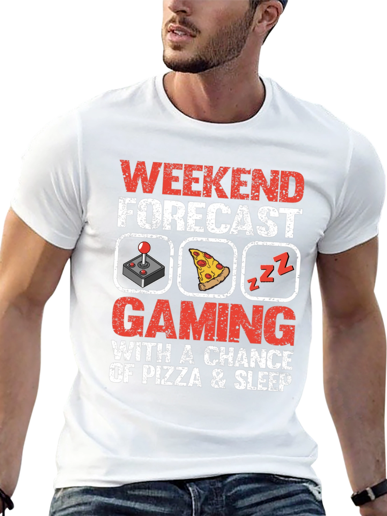 Weekend Forecast Gaming Pizza Sleep T-Shirt