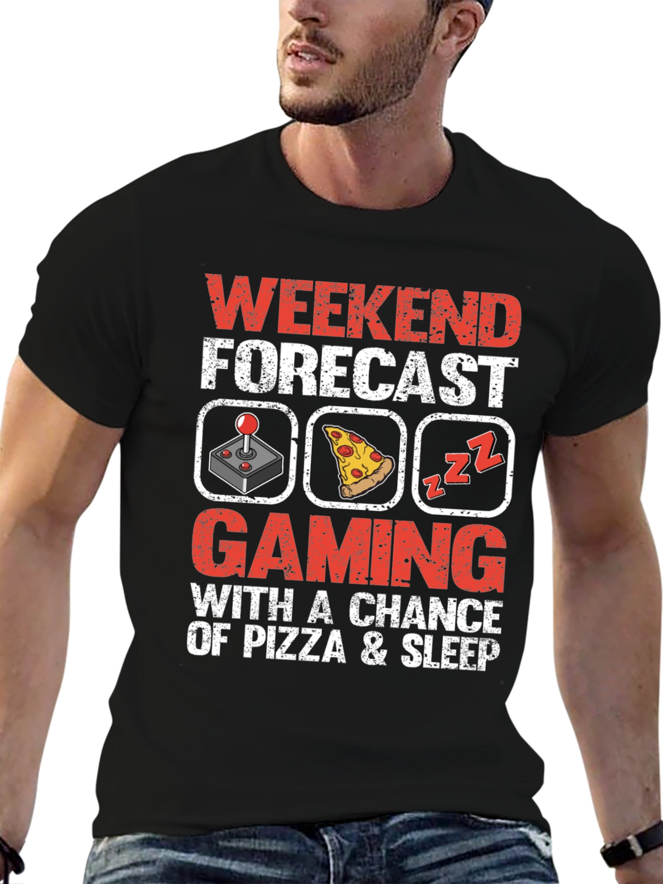 Weekend Forecast Gaming Pizza Sleep T-Shirt