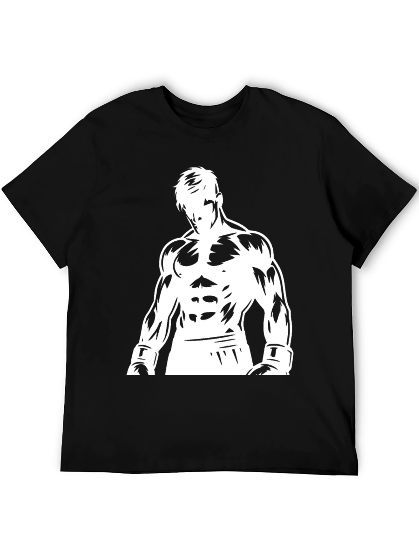 Black Graphic Tee: Boxer Silhouette Design
