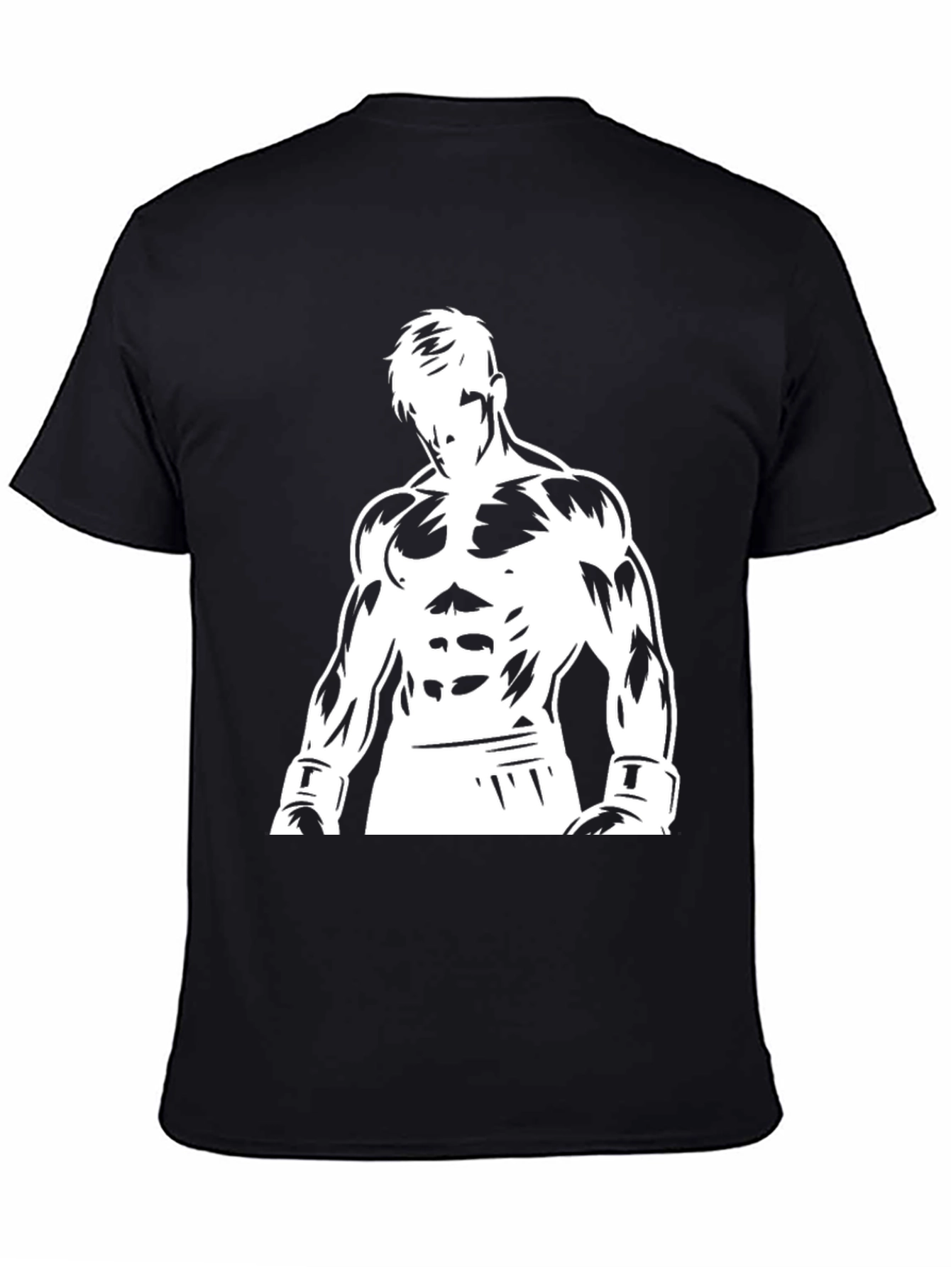 Black Graphic Tee: Boxer Silhouette Design