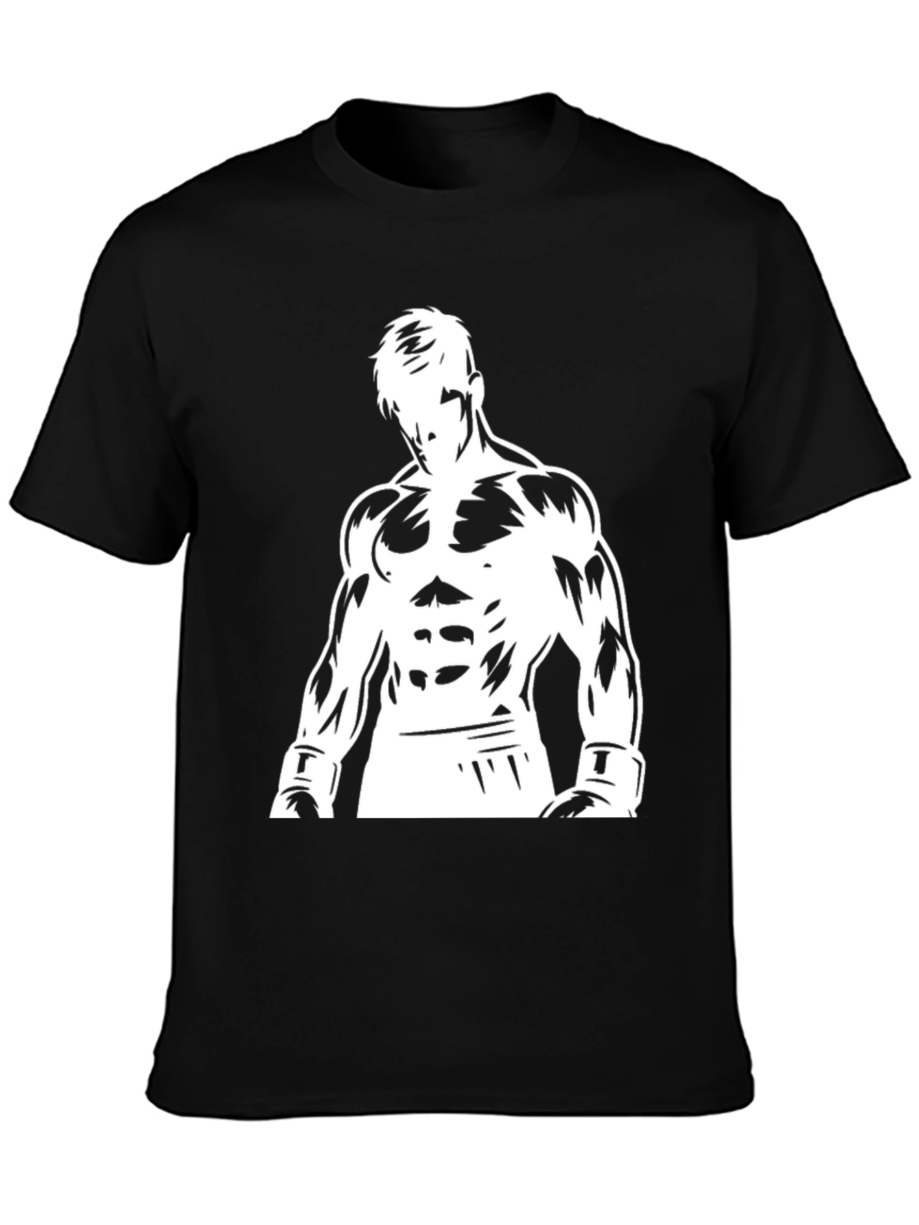 Black Graphic Tee: Boxer Silhouette Design