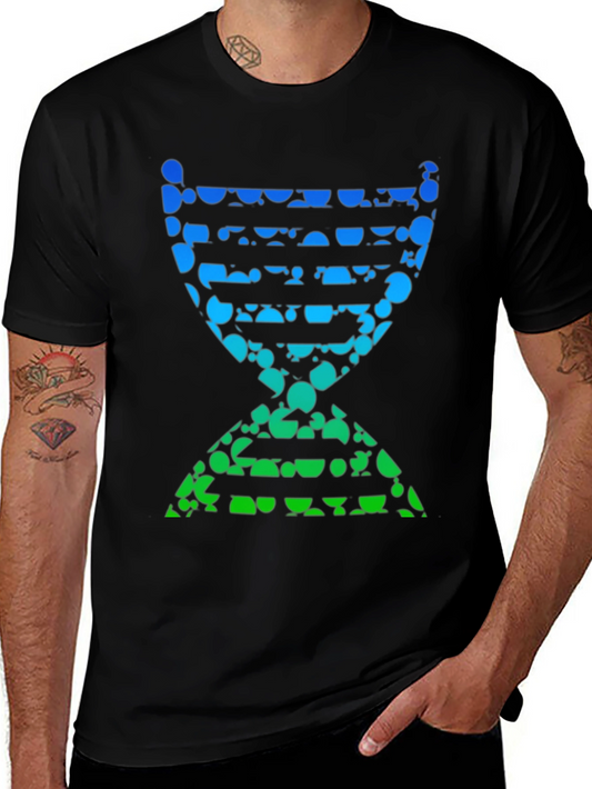Abstract DNA Helix Graphic Tee - Black