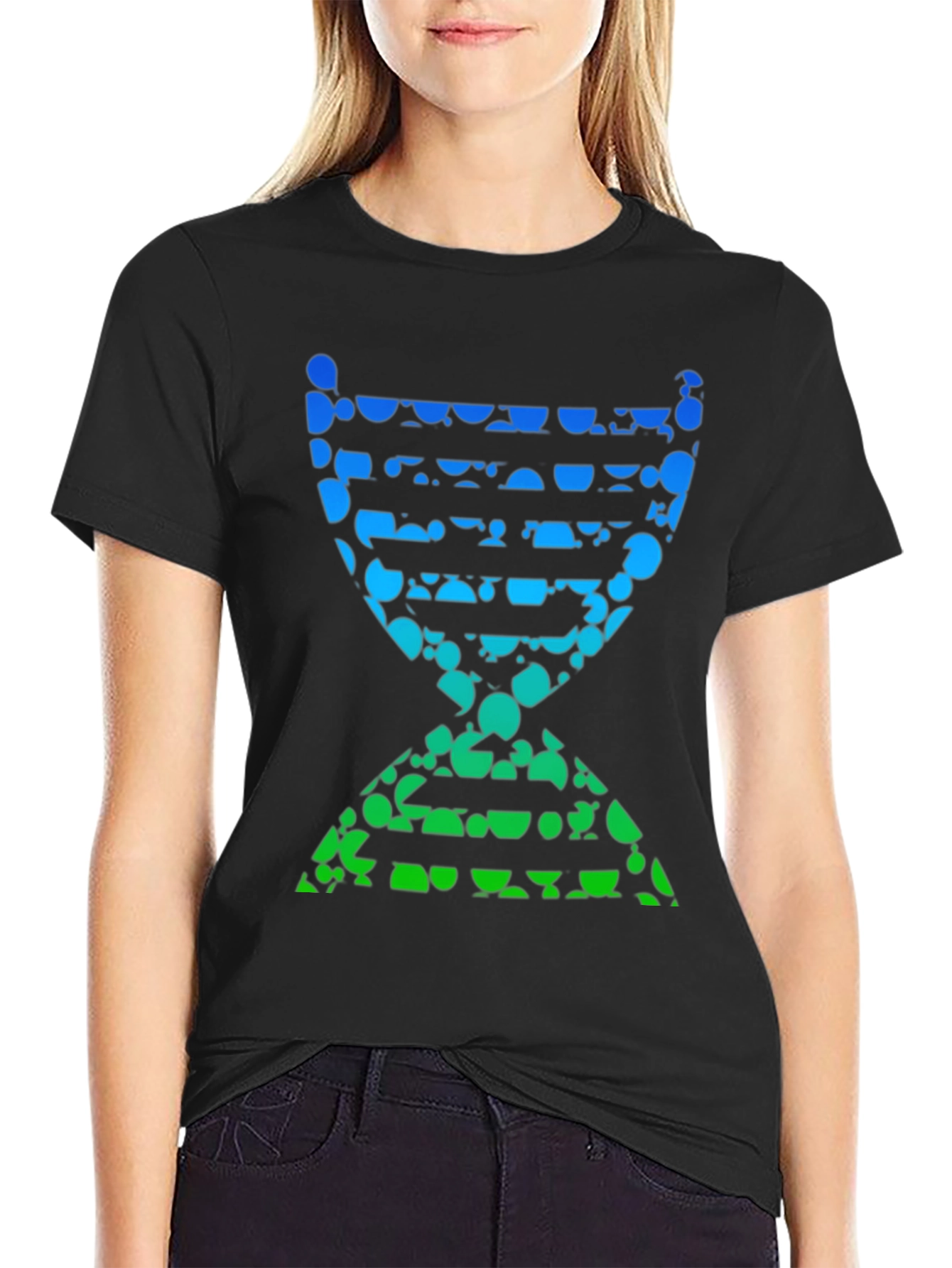 Abstract DNA Helix Graphic Tee - Black