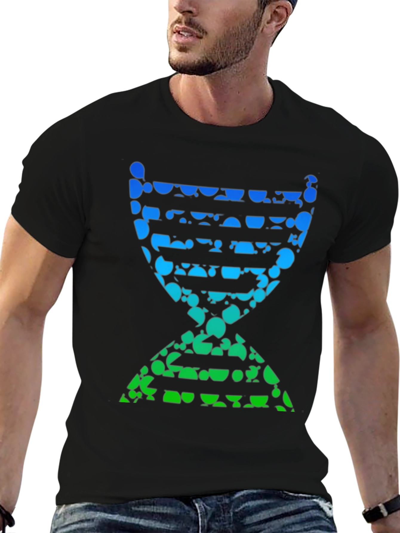 Abstract DNA Helix Graphic Tee - Black