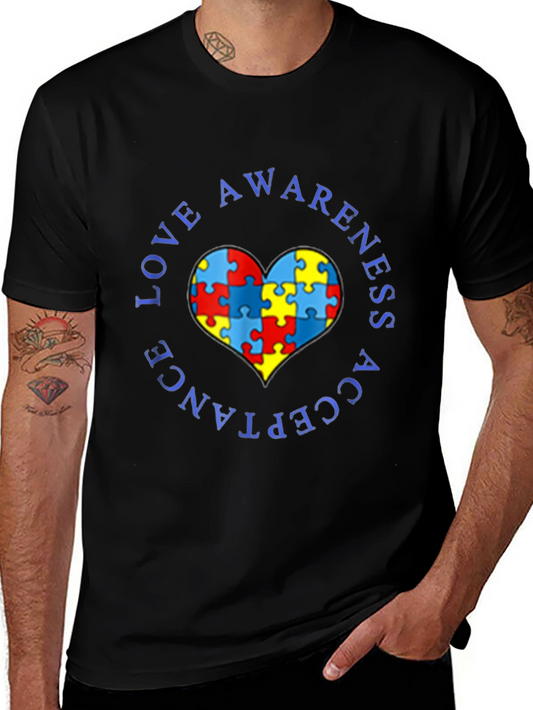 Autism Awareness T-Shirt Love Acceptance Heart Puzzle