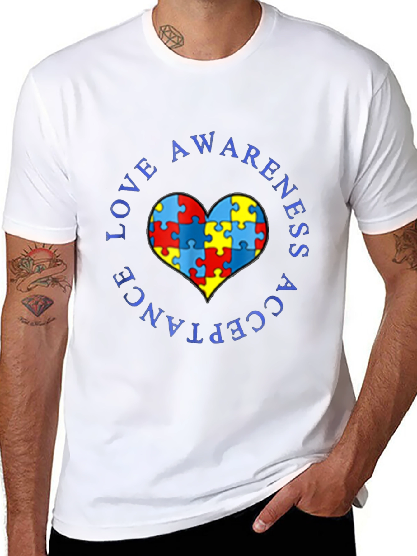 Autism Awareness T-Shirt Love Acceptance Heart Puzzle