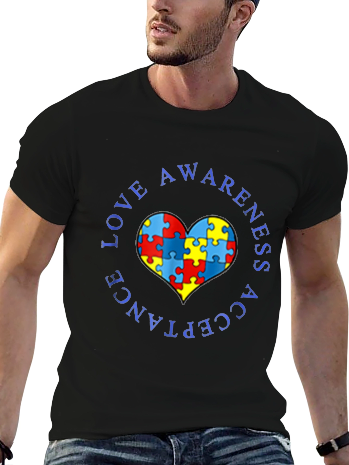 Autism Awareness T-Shirt Love Acceptance Heart Puzzle