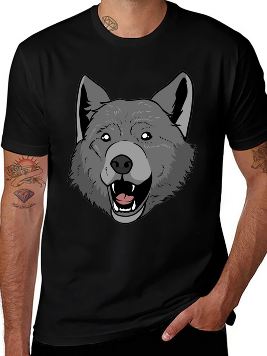 Wolf Graphic Print Mens Black T-Shirt