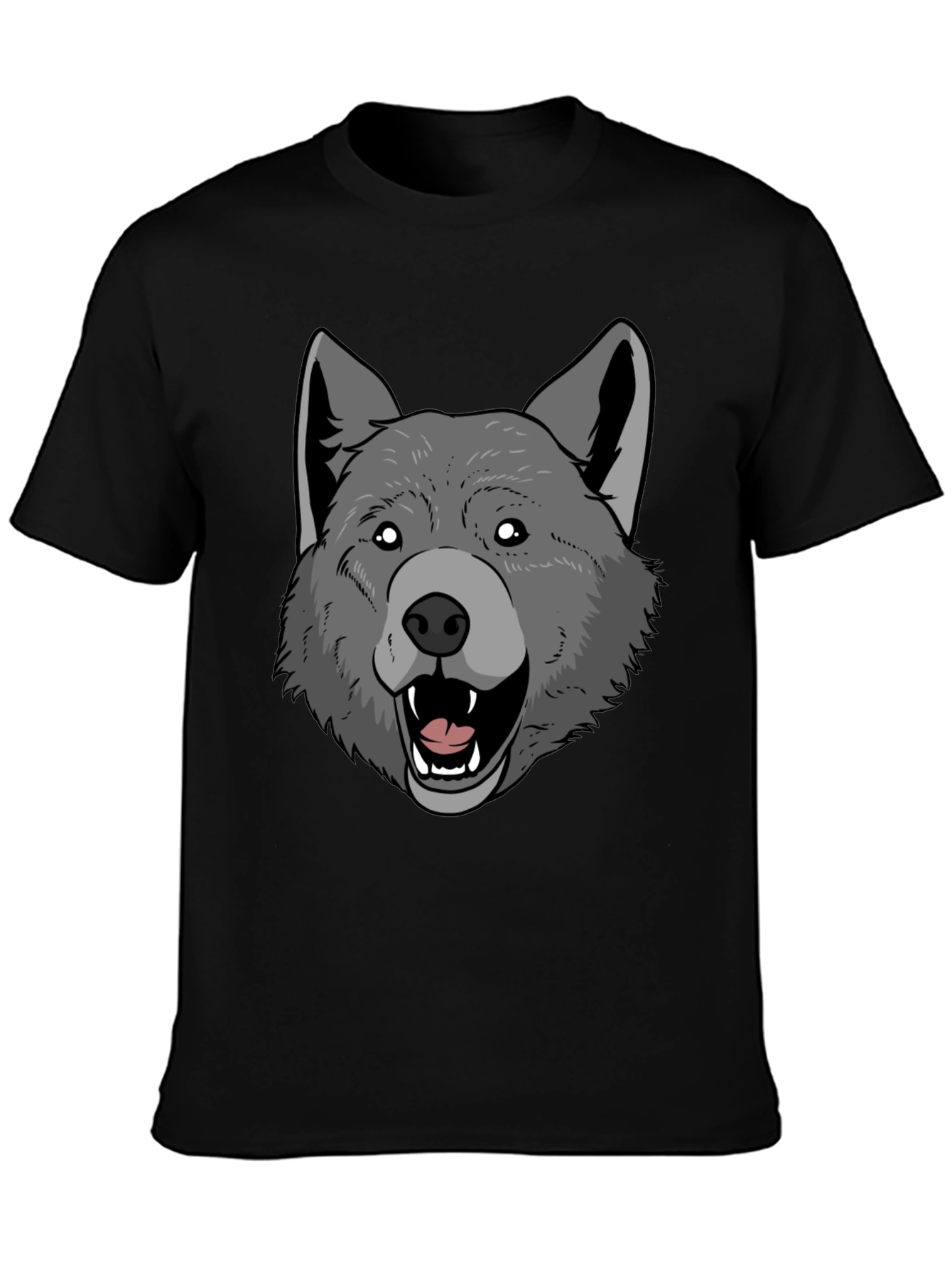 Wolf Graphic Print Mens Black T-Shirt