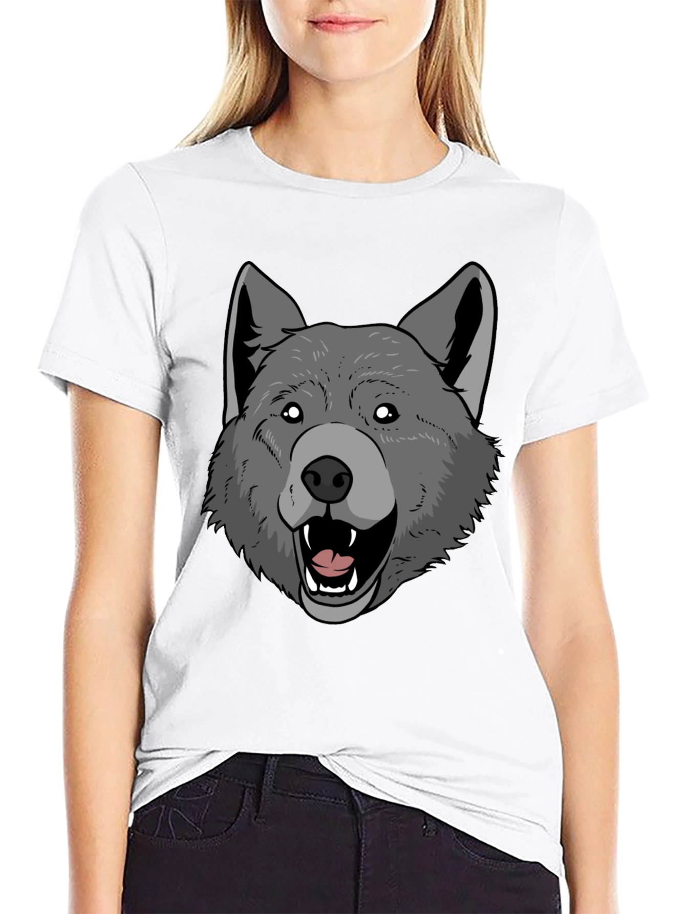 Wolf Graphic Print Mens Black T-Shirt