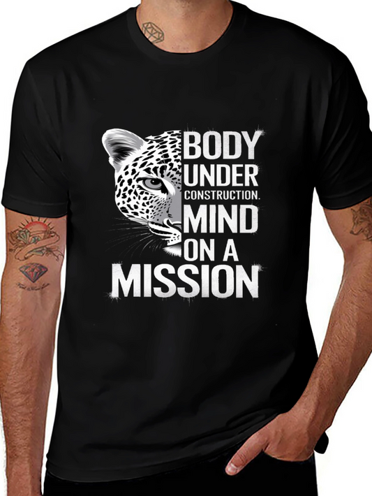 Body Under Construction Leopard Graphic T-Shirt