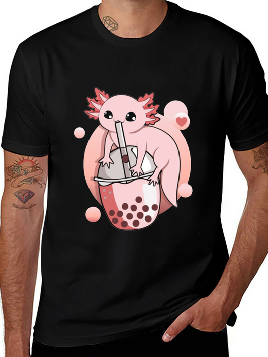 Axolotl Bubble Tea Graphic Tee - Cute Kawaii Design