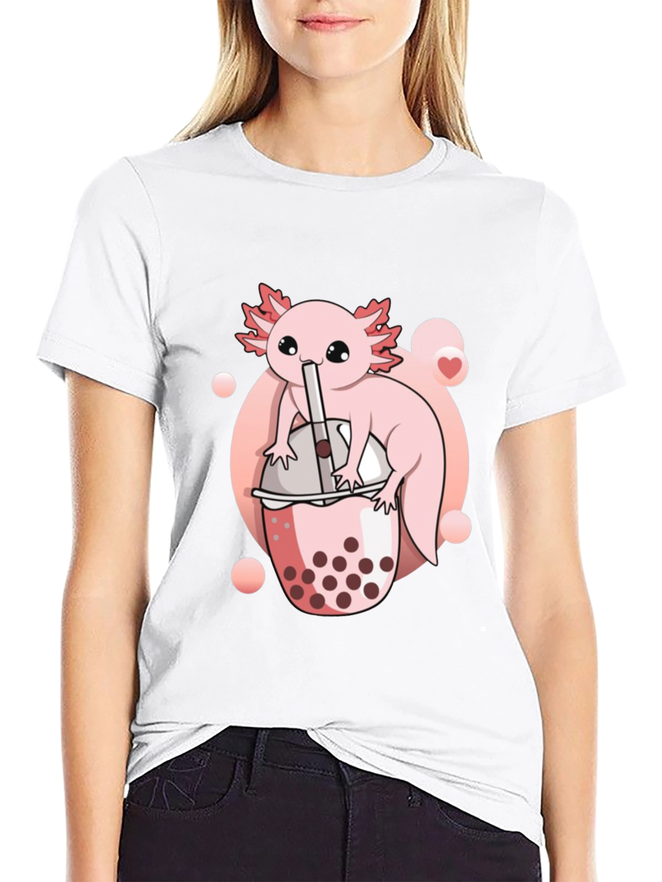 Axolotl Bubble Tea Graphic Tee - Cute Kawaii Design