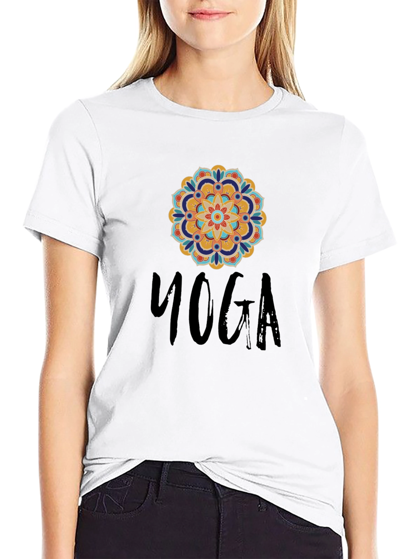 Yoga Mandala Graphic Black T-Shirt