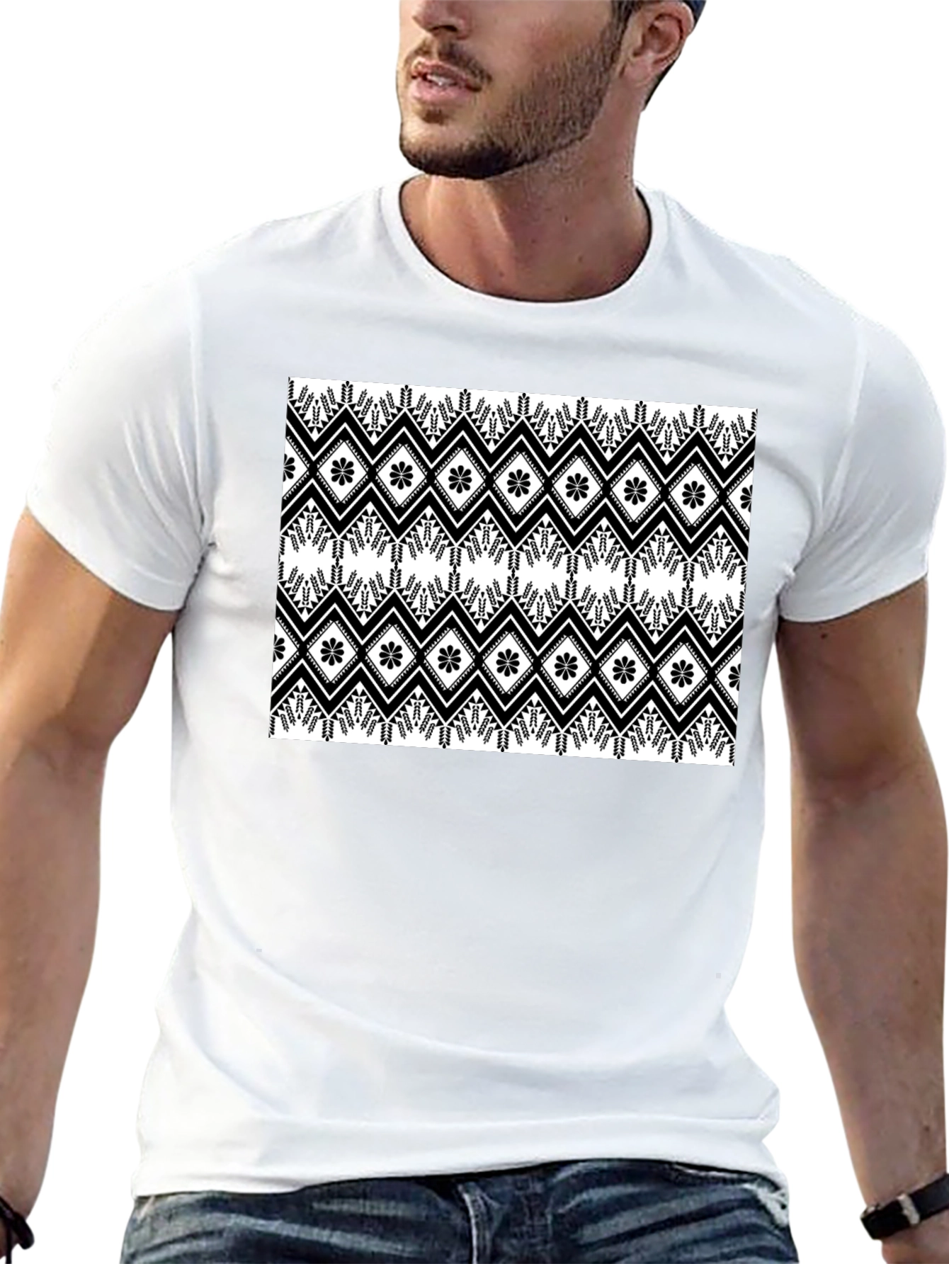 Black & White Patterned Graphic Tee