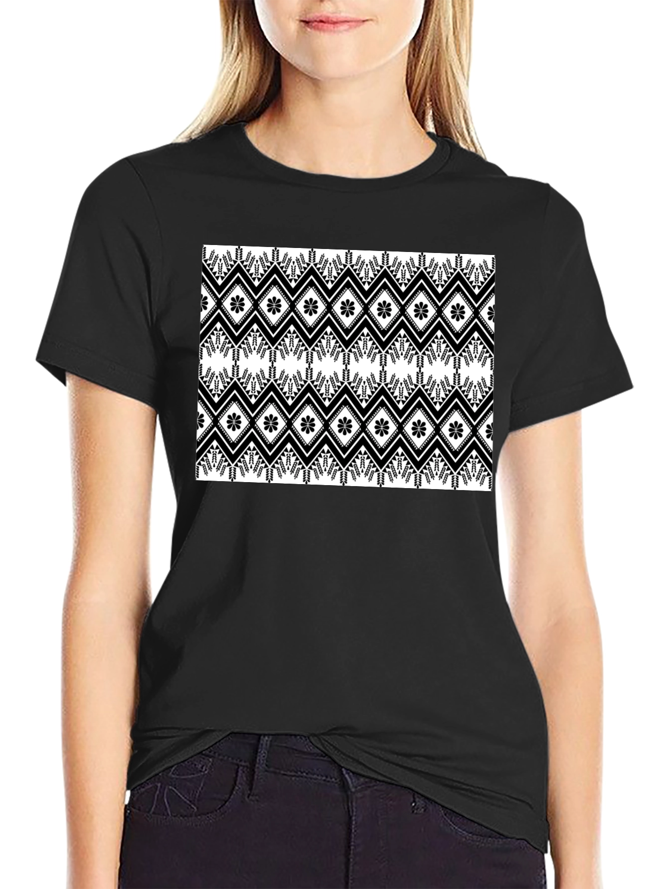 Black & White Patterned Graphic Tee