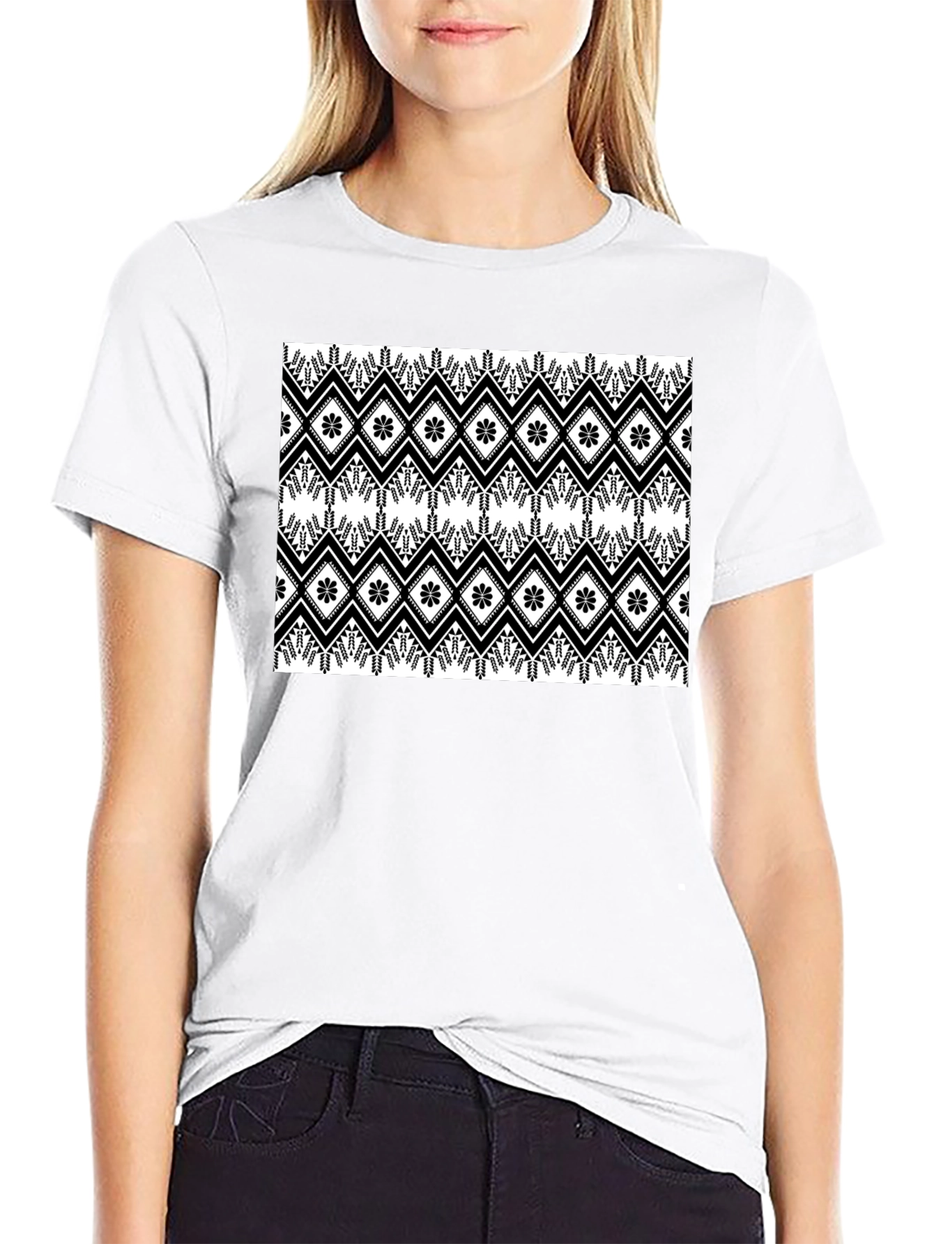 Black & White Patterned Graphic Tee