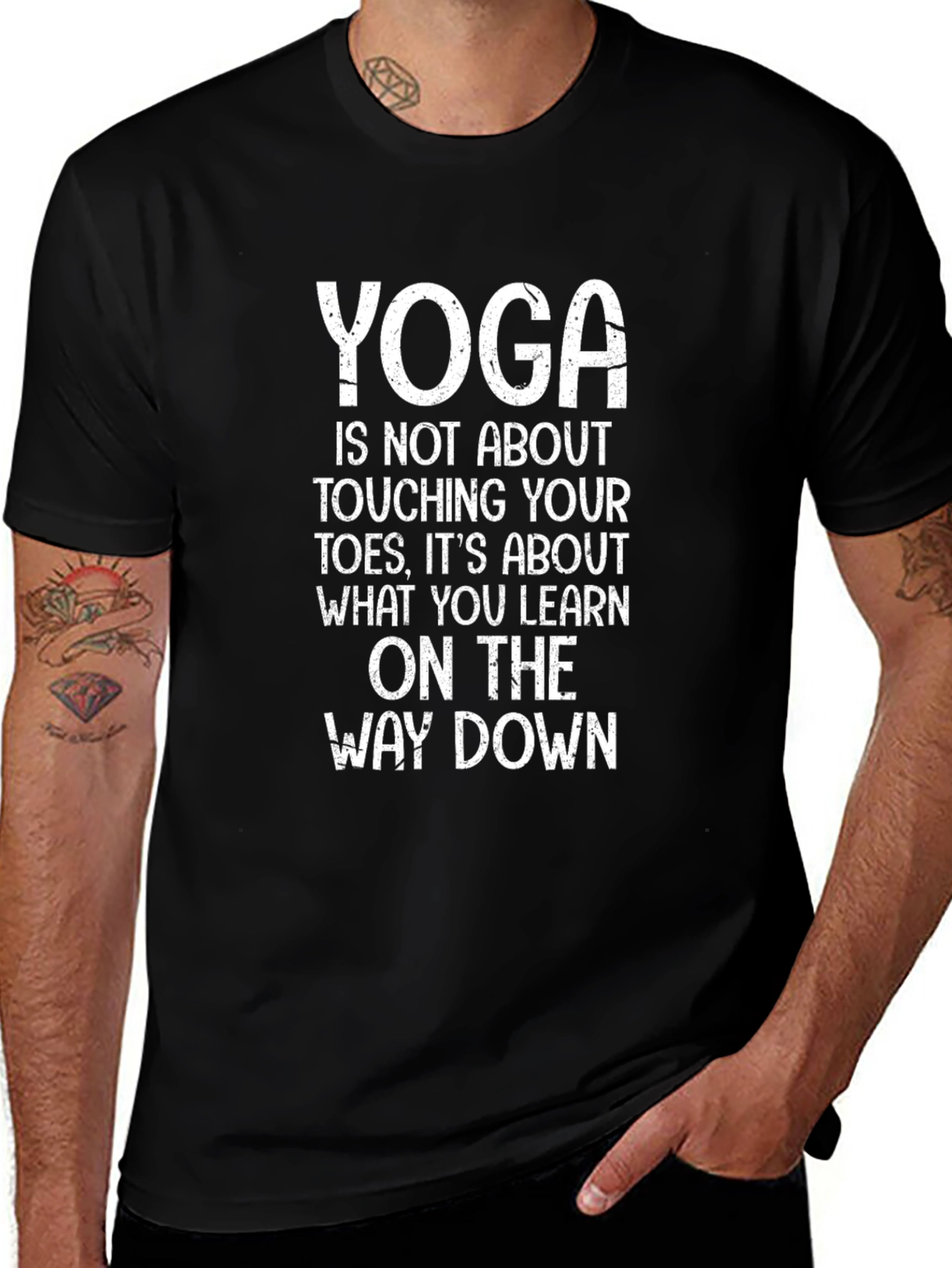Yoga Philosophy Black T-Shirt: Learn On The Way Down