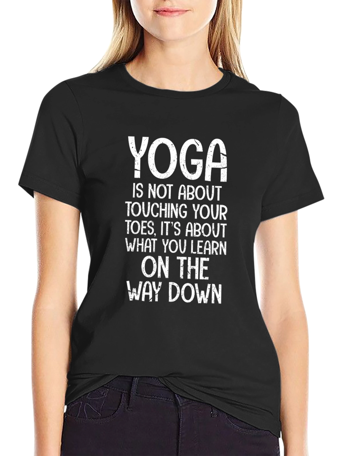 Yoga Philosophy Black T-Shirt: Learn On The Way Down