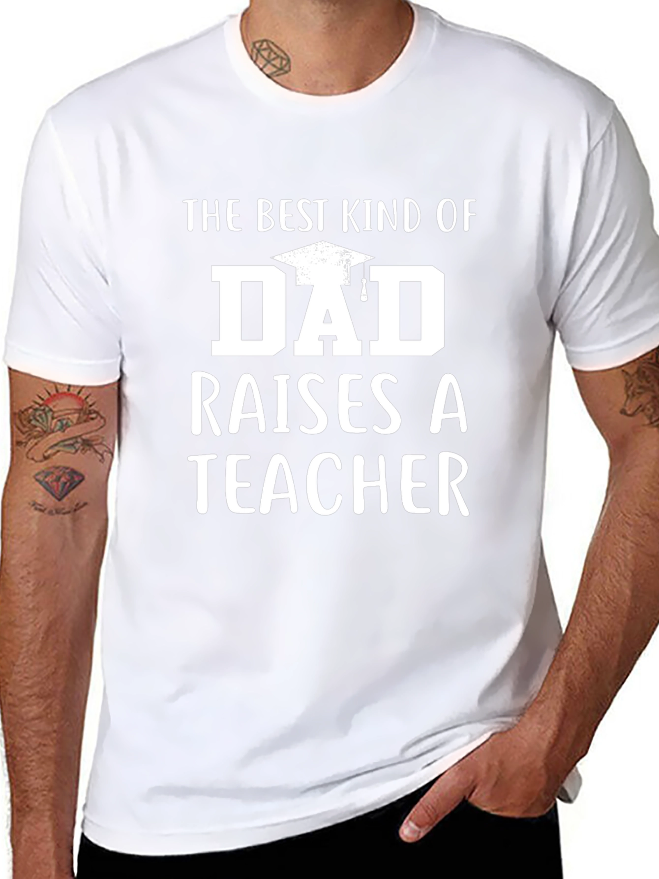 Best Kind of Dad Raises a Teacher Black T-Shirt