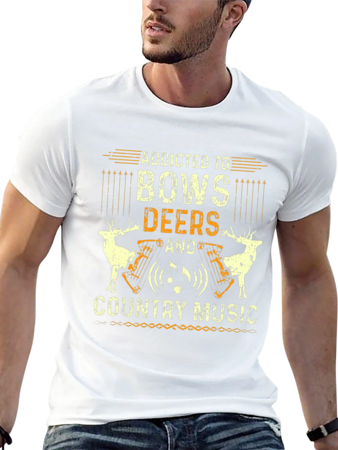 Addicted to Bows Deers and Country Music Black T-Shirt