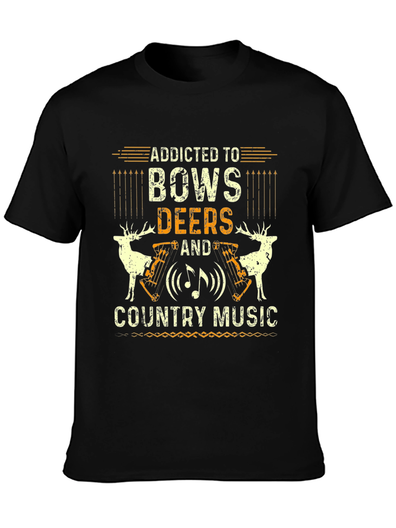 Addicted to Bows Deers and Country Music Black T-Shirt