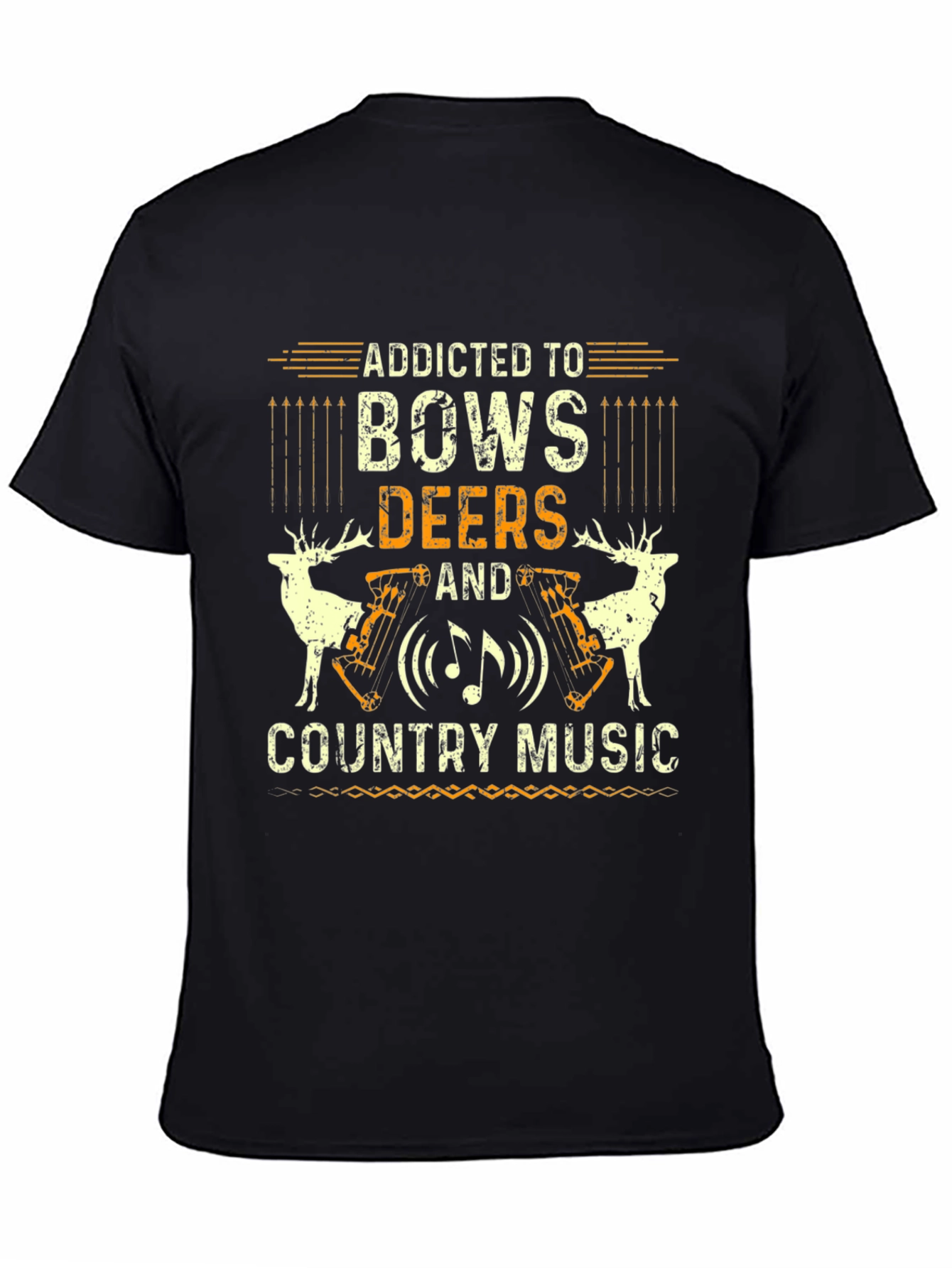 Addicted to Bows Deers and Country Music Black T-Shirt