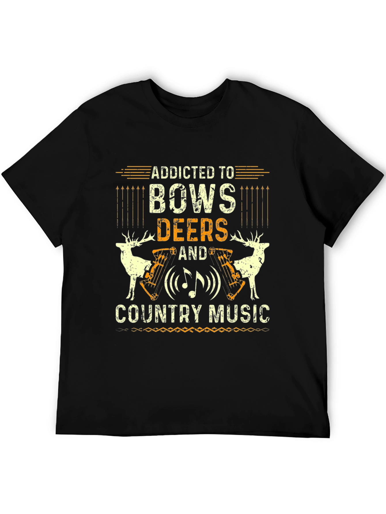 Addicted to Bows Deers and Country Music Black T-Shirt
