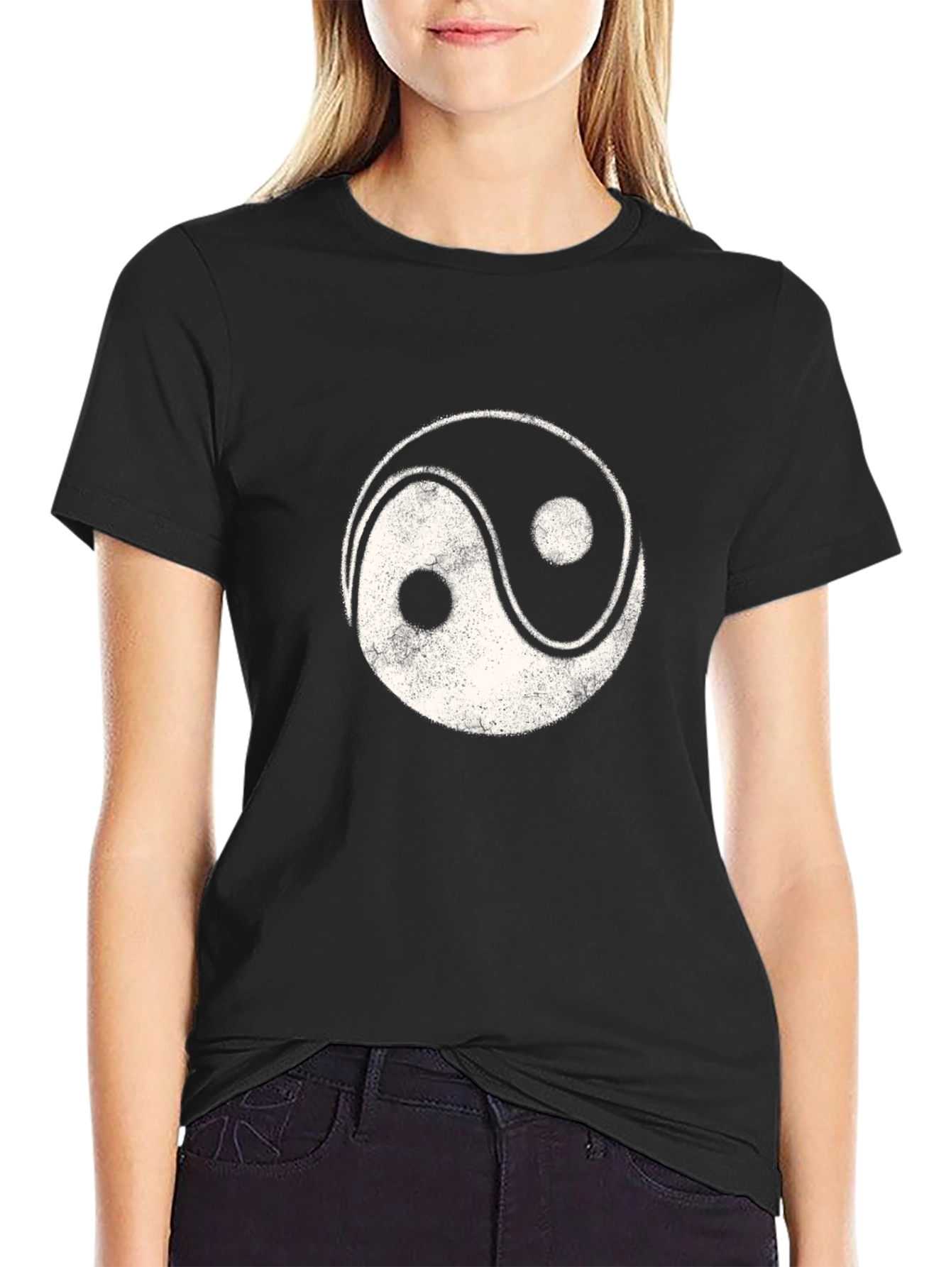 Yin Yang Graphic Tee - Black Cotton Blend