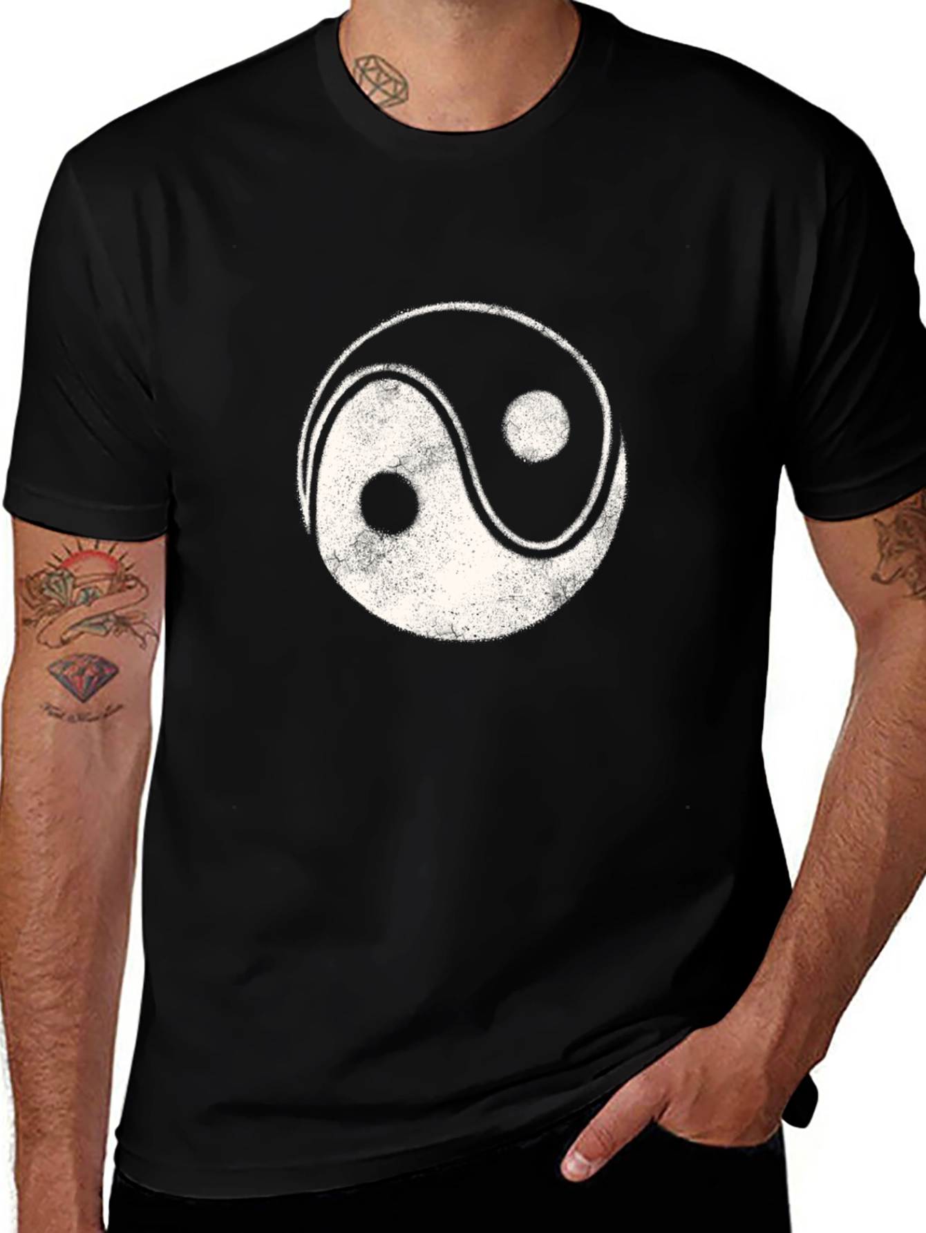 Yin Yang Graphic Tee - Black Cotton Blend