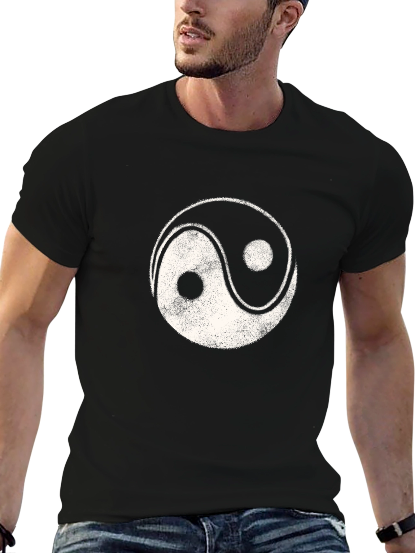 Yin Yang Graphic Tee - Black Cotton Blend