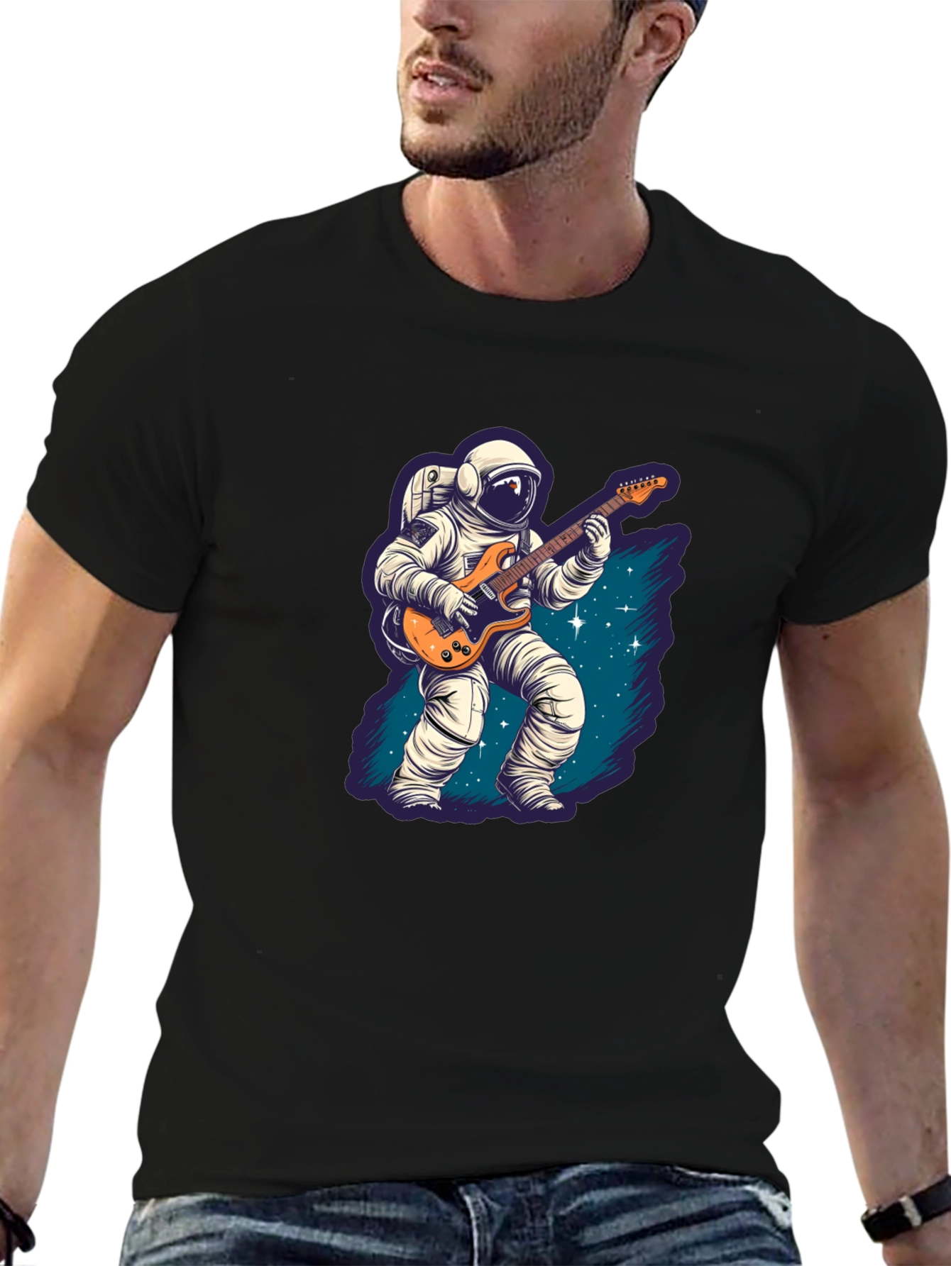 Astronaut Guitarist Black T-Shirt