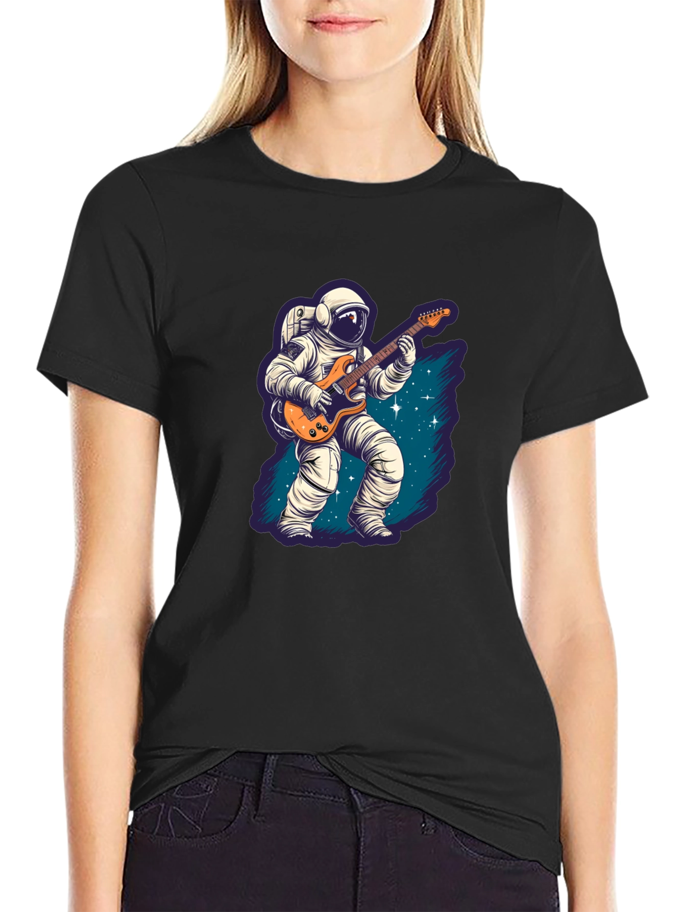Astronaut Guitarist Black T-Shirt