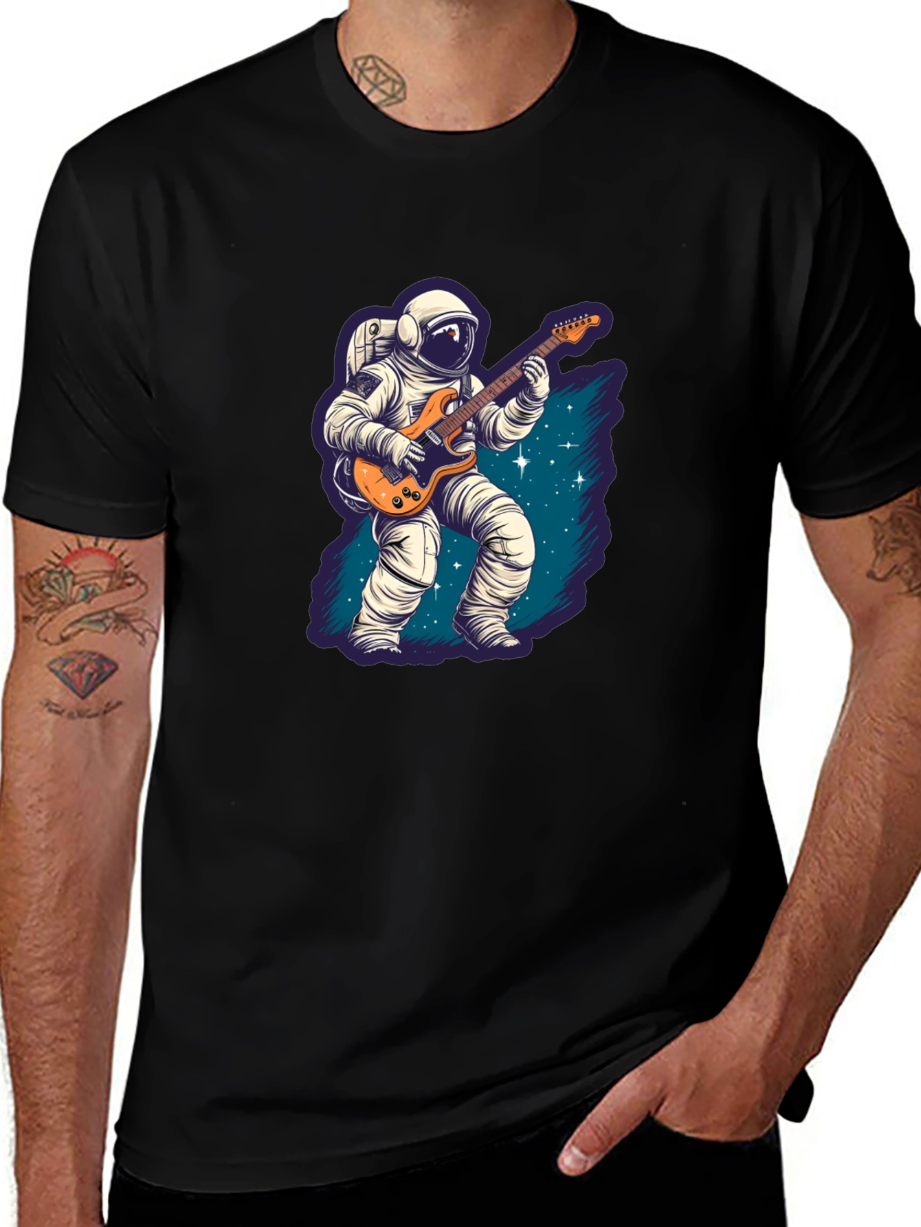 Astronaut Guitarist Black T-Shirt