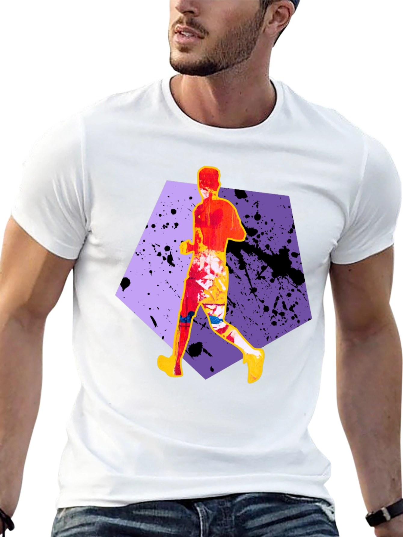 Abstract Runner Graphic Tee - Stylish Black T-Shirt