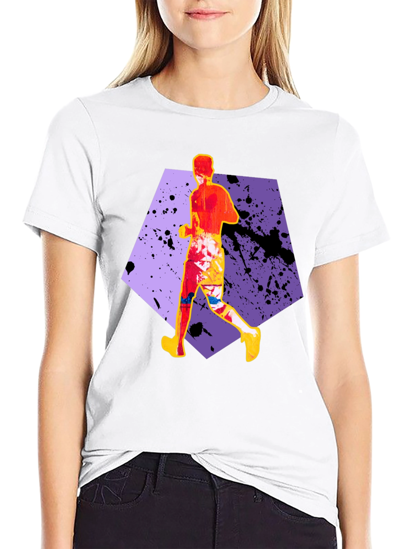 Abstract Runner Graphic Tee - Stylish Black T-Shirt
