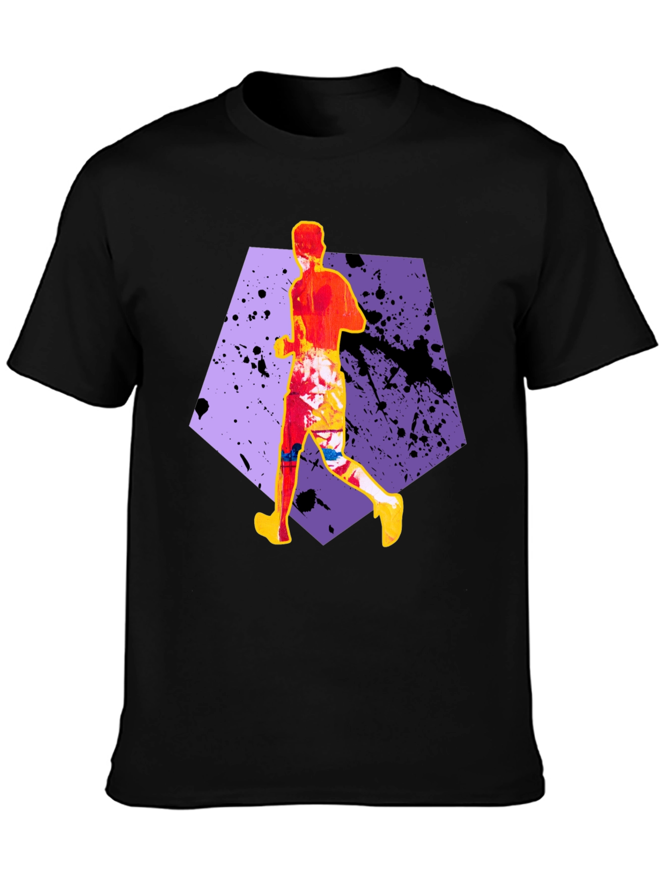 Abstract Runner Graphic Tee - Stylish Black T-Shirt