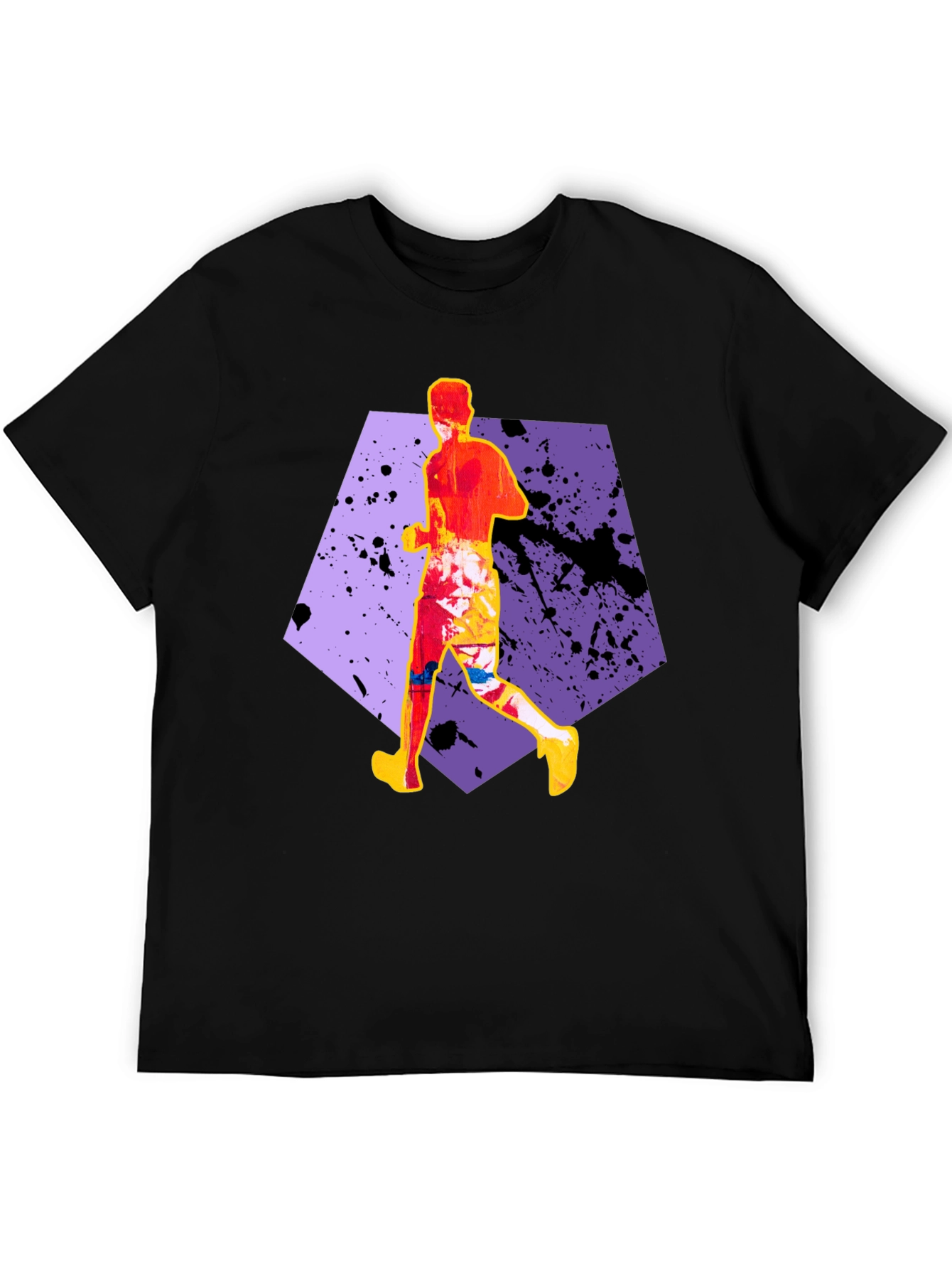 Abstract Runner Graphic Tee - Stylish Black T-Shirt